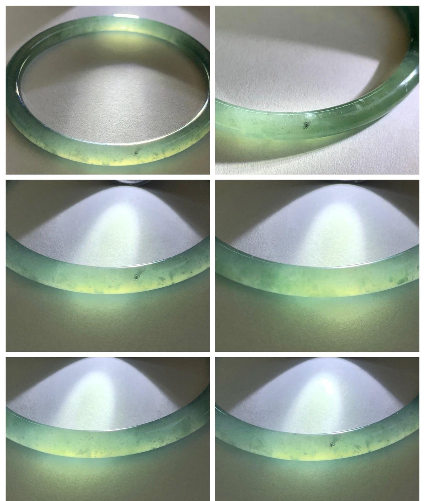 Certified Natural Grade A Guatemalan Icy Highly Translucent Dusty Teal Green Jade Jadeite Slim Bangle 53.05mm 6.56” 13g 天然冰胶危蓝绿翡翠细圆条手镯 207