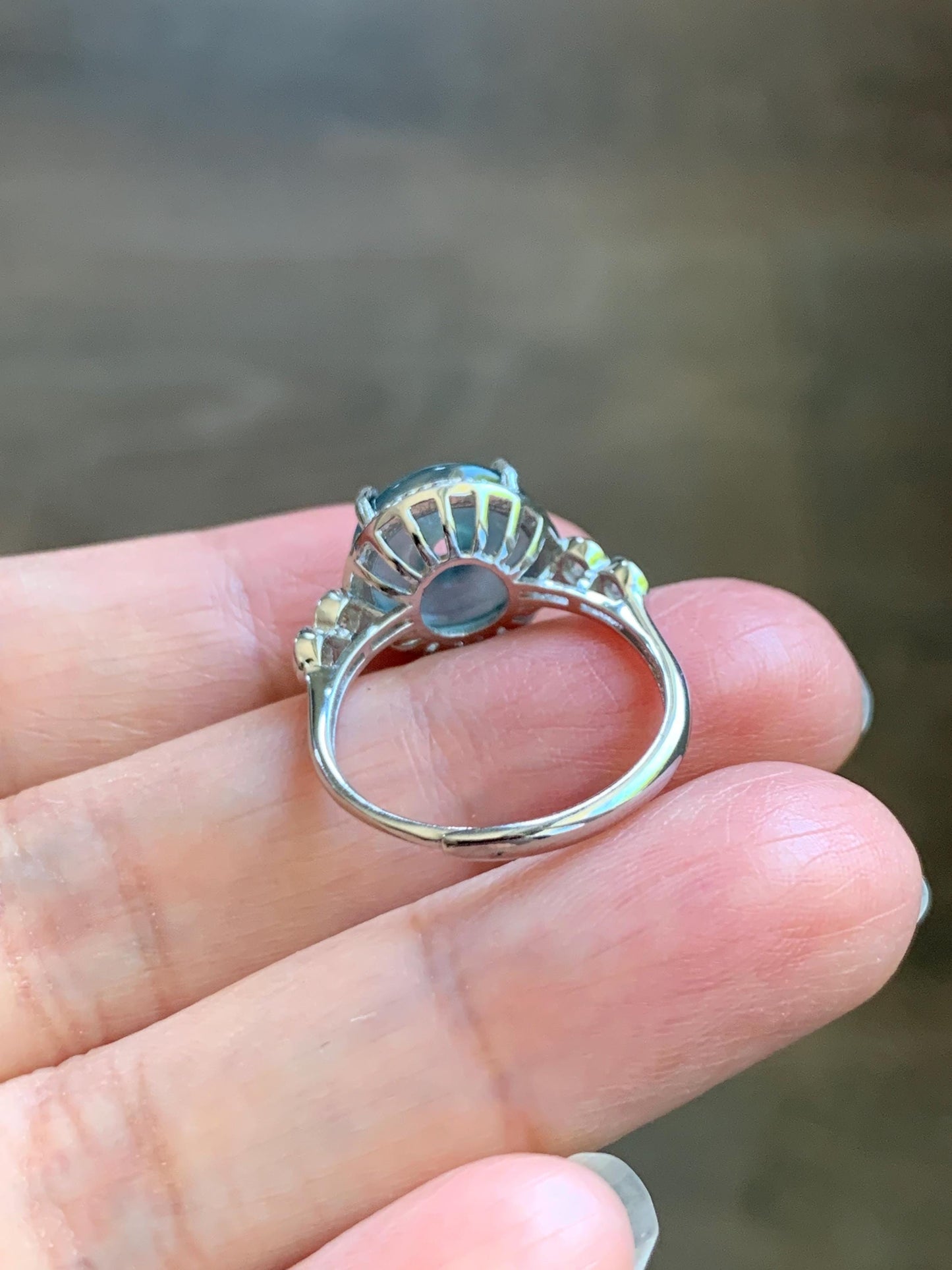 Natural Grade A Guatemalan Icy Translucent Teal Blue Jade Jadeite Donut Ping An Kou Ring Sterling Silver Size 7 Adjustable 天然冰危蓝翡翠平安扣戒指WLK88