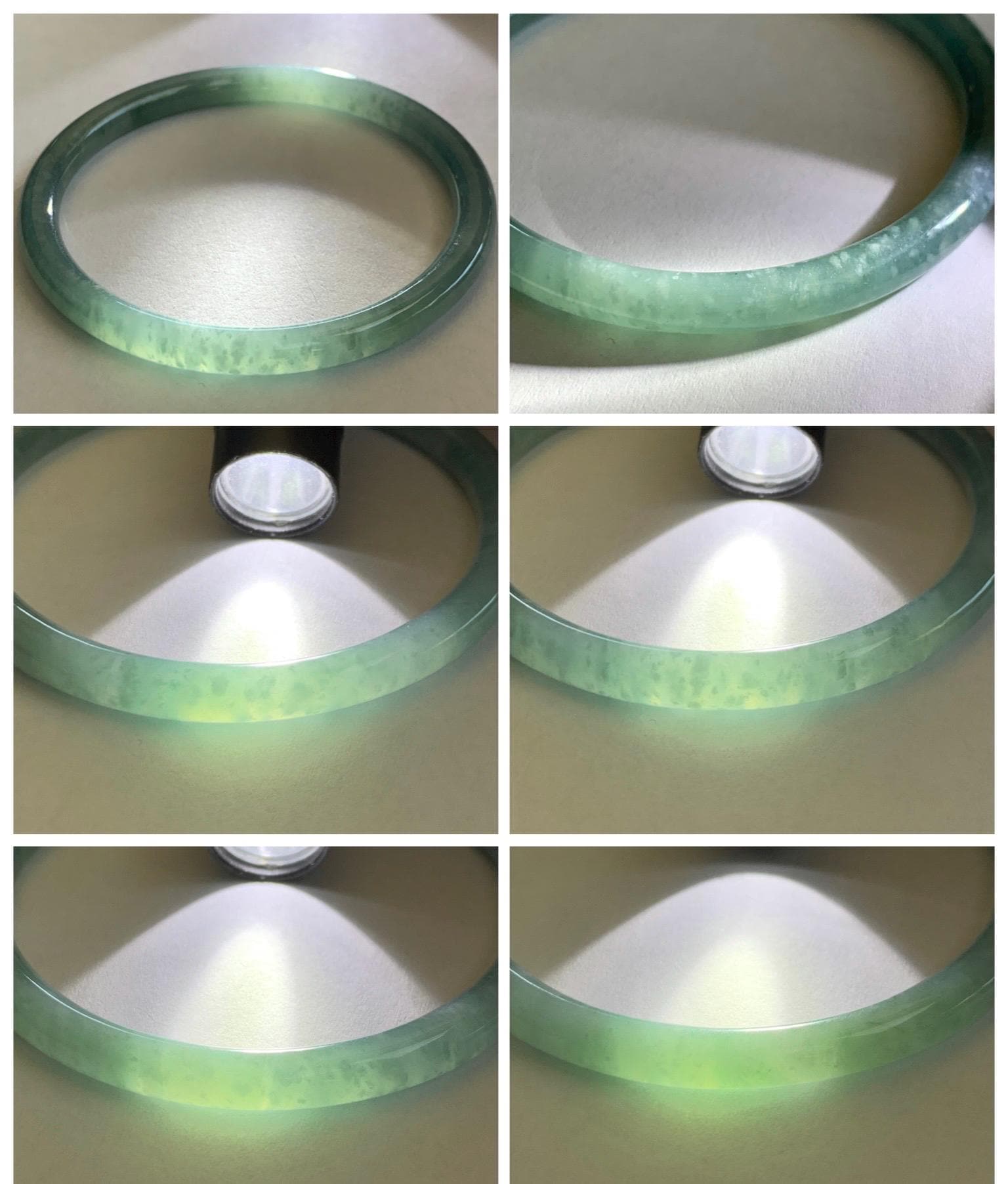 Certified Natural Grade A Guatemalan Icy Translucent Dusty Teal Jade Jadeite Slim Bangle 57.36mm 7.09” 18.52g 天然冰危暗蓝绿翡翠细圆条手镯 201