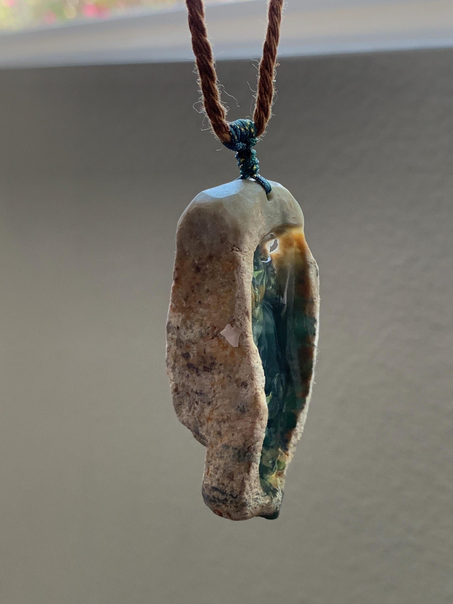 Natural Grade A Guatemalan Icy Dark Teal Blue Jade Jadeite with Rough Rind Carved Horse Pendant Rope Necklace 26" 47g 天然危蓝翡翠马牌皮壳料吊坠 WKM110
