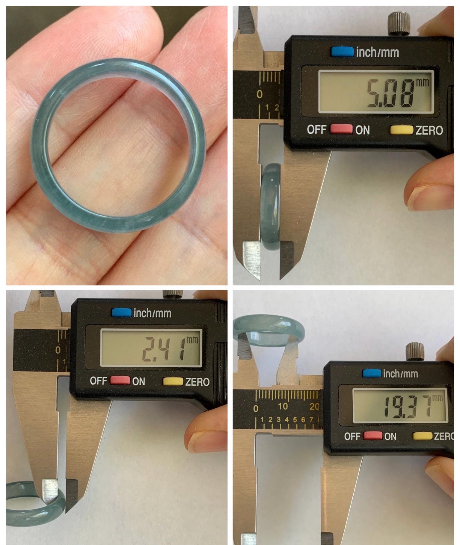 Natural Guatemalan Grade A Icy Translucent Teal Blue Jade Jadeite Band Ring Size 9.25 US 天然冰胶危蓝翡翠戒圈 WLJ560H