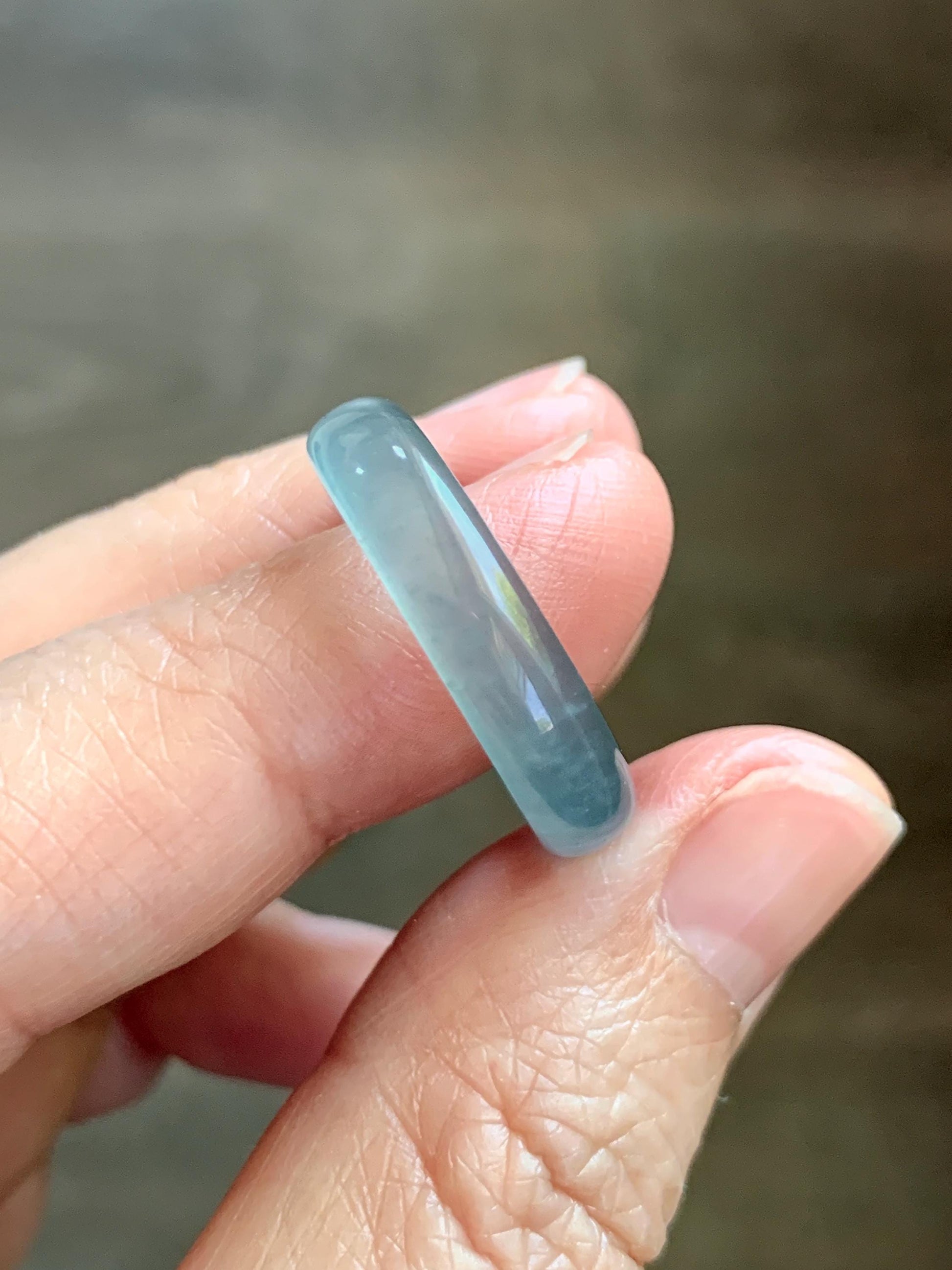 Natural Guatemalan Grade A Icy Translucent Teal Blue Jade Jadeite Band Ring Size 9.25 US 天然冰胶危蓝翡翠戒圈 WLJ560H