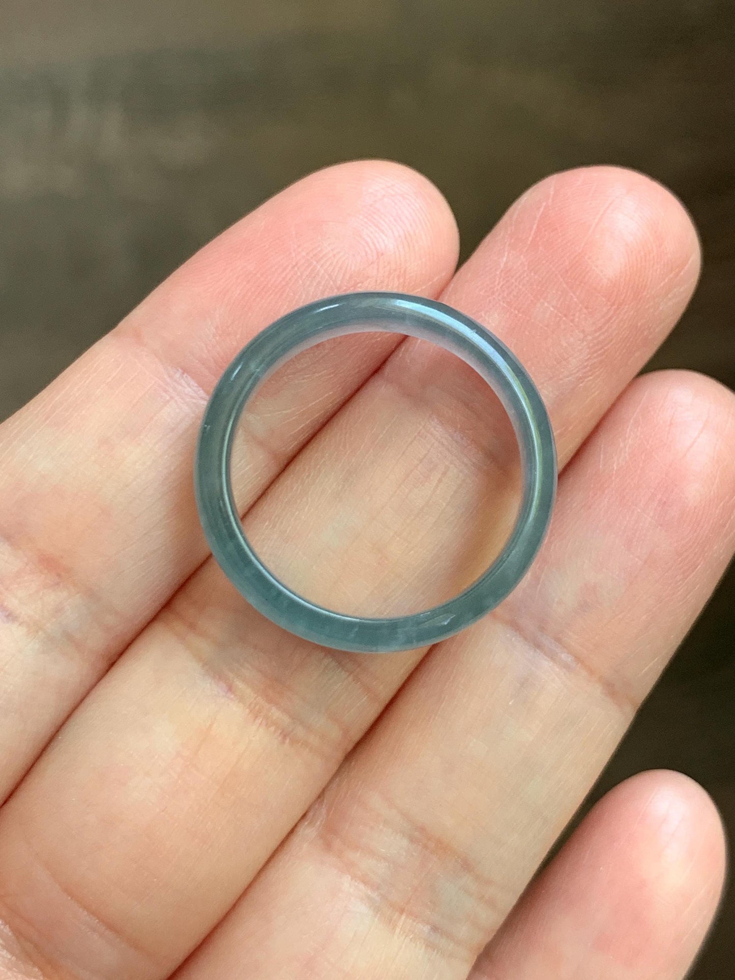 Natural Guatemalan Grade A Icy Translucent Teal Blue Jade Jadeite Band Ring Size 9.25 US 天然冰胶危蓝翡翠戒圈 WLJ560H