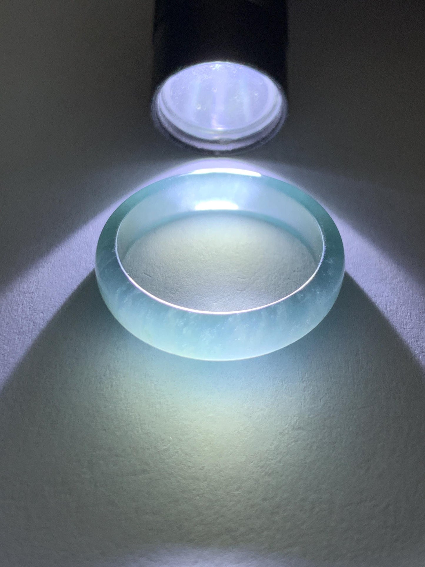Natural Guatemalan Grade A Icy Translucent Teal Blue Jade Jadeite Band Ring Size 9.25 US 天然冰胶危蓝翡翠戒圈 WLJ560H
