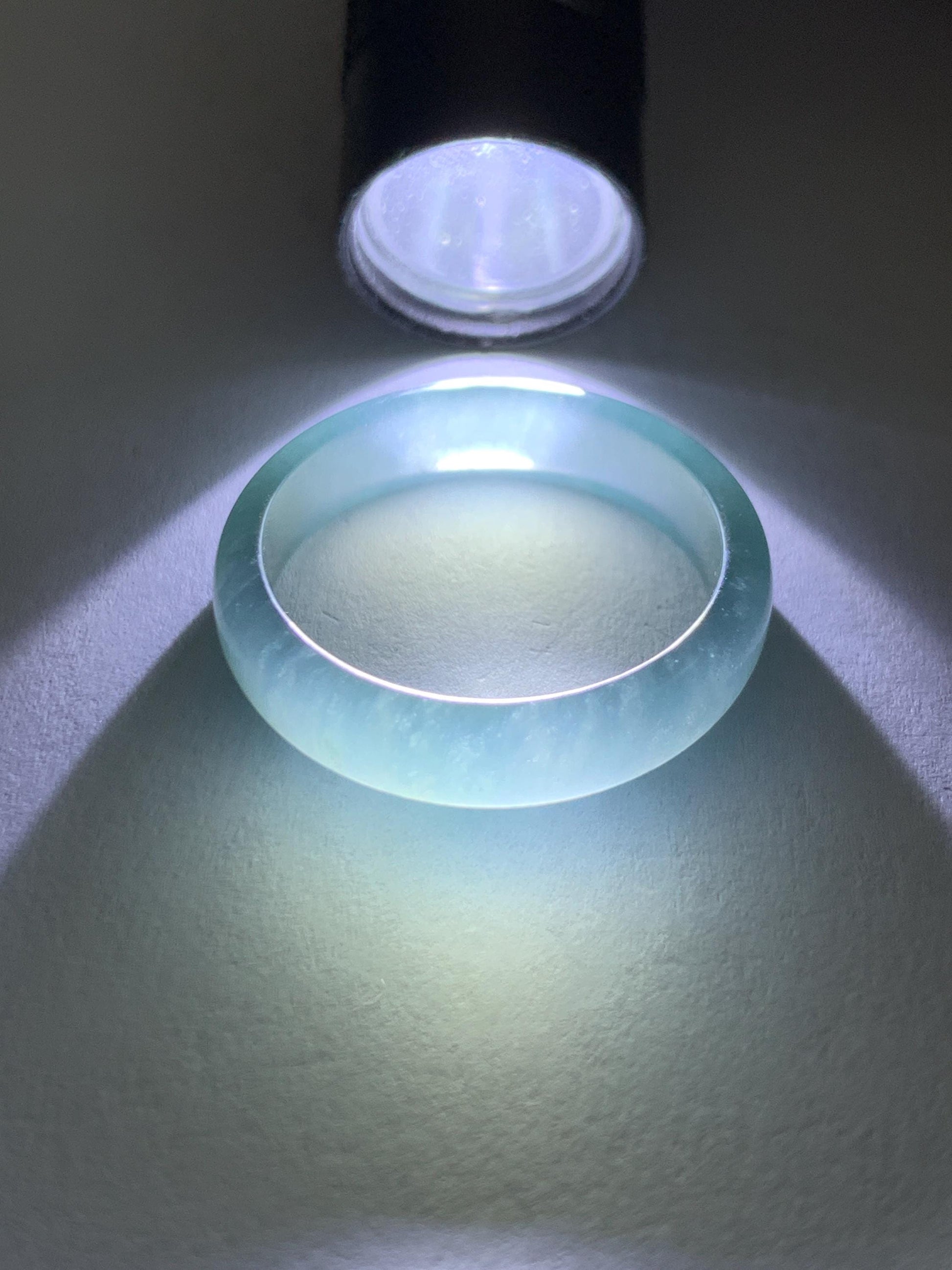 Natural Guatemalan Grade A Icy Translucent Teal Blue Jade Jadeite Band Ring Size 9.25 US 天然冰胶危蓝翡翠戒圈 WLJ560H