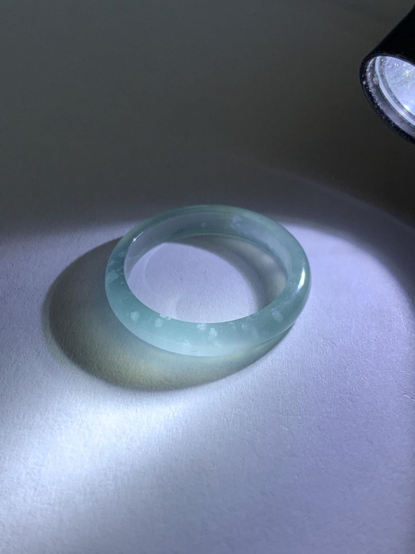 Natural Guatemalan Grade A Icy Highly Translucent Light Teal Blue Jade Jadeite Band Ring Size 9.25 US 天然冰胶危蓝翡翠戒圈 WLJ560E