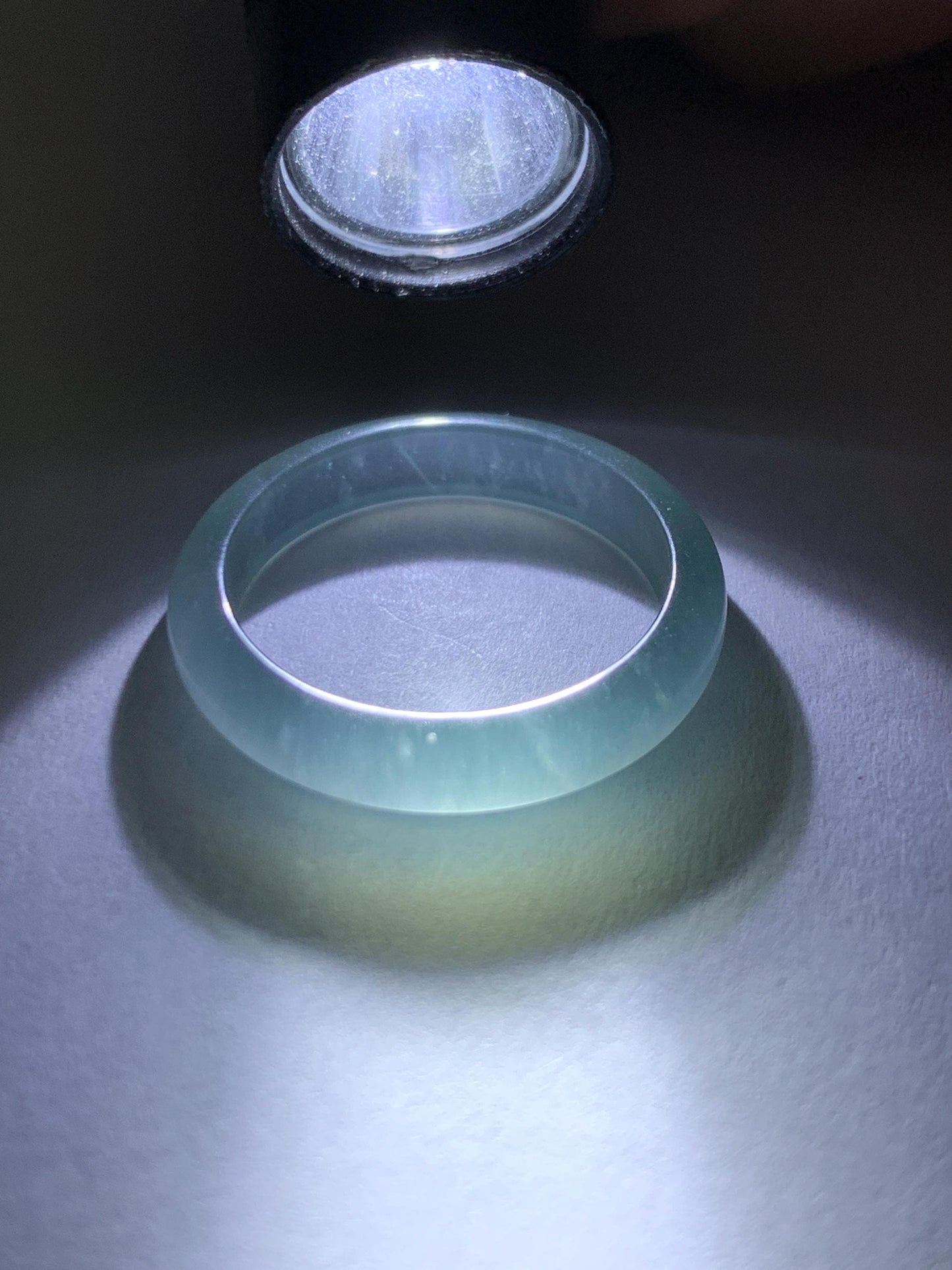 Natural Guatemalan Grade A Icy Highly Translucent Teal Blue Jade Jadeite Band Ring Size 7.5 US 天然冰胶危蓝翡翠戒圈 WLJ560D