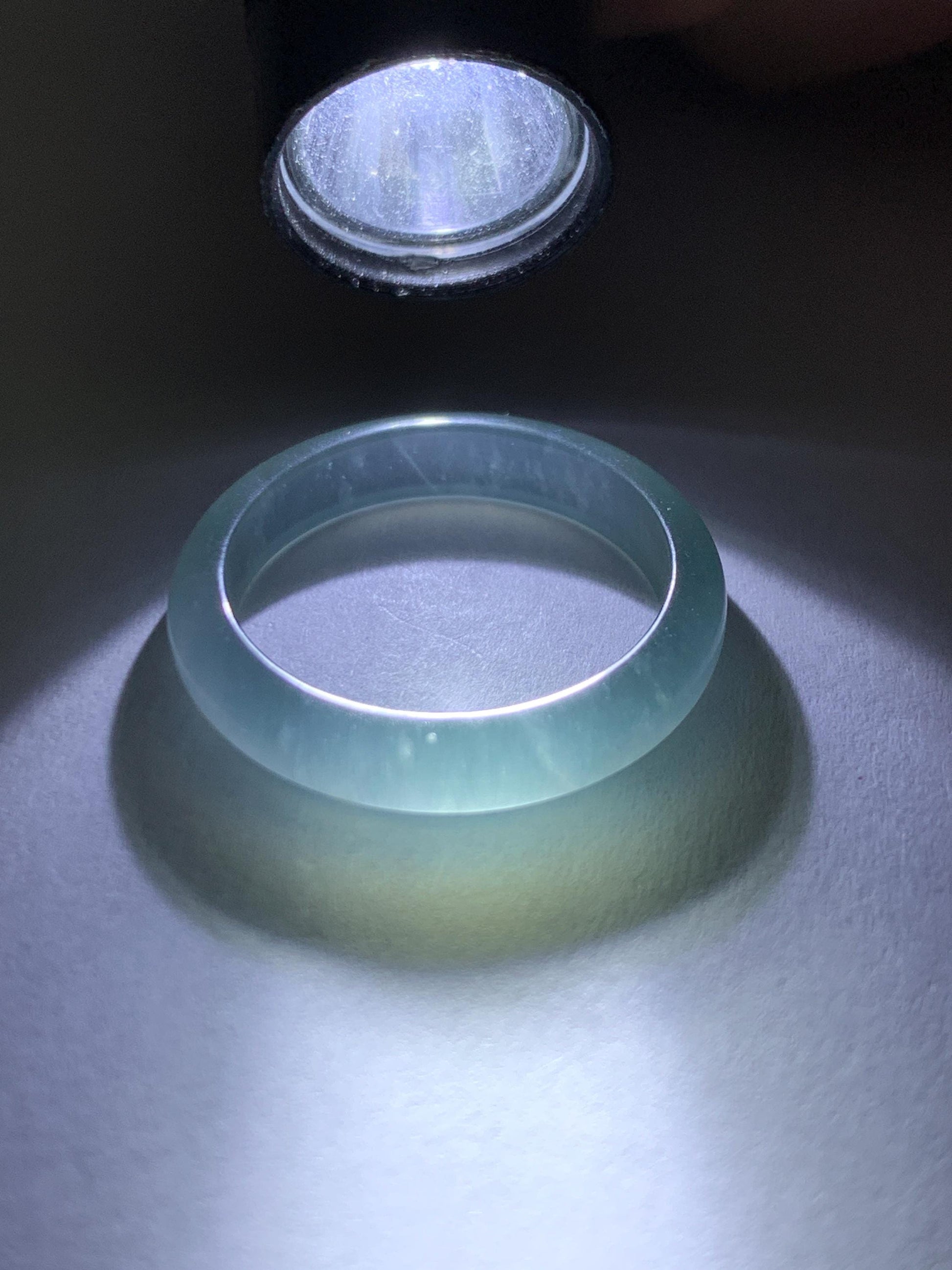 Natural Guatemalan Grade A Icy Highly Translucent Teal Blue Jade Jadeite Band Ring Size 7.5 US 天然冰胶危蓝翡翠戒圈 WLJ560D