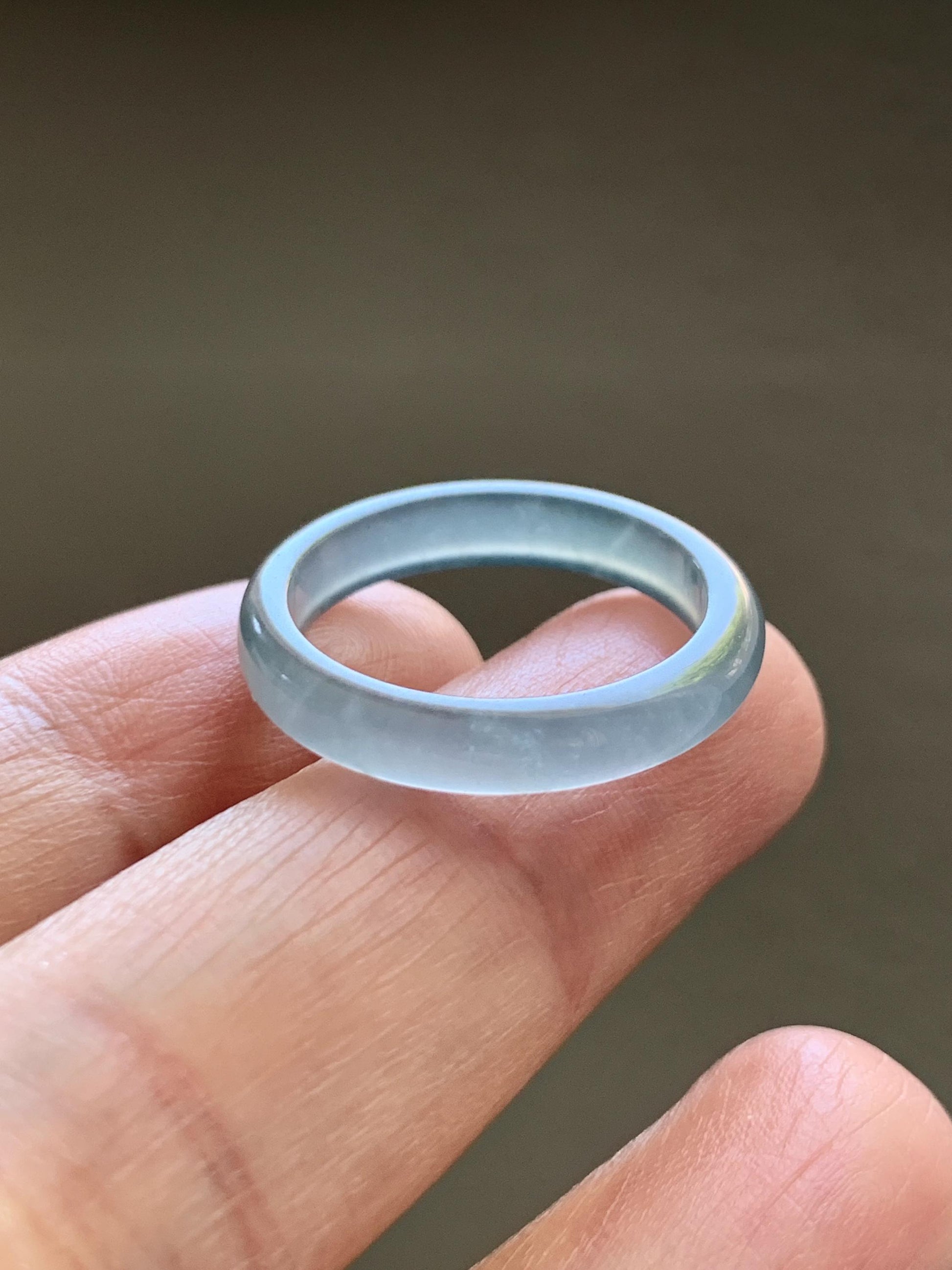 Natural Guatemalan Grade A Icy Highly Translucent Teal Blue Jade Jadeite Band Ring Size 7.5 US 天然冰胶危蓝翡翠戒圈 WLJ560D