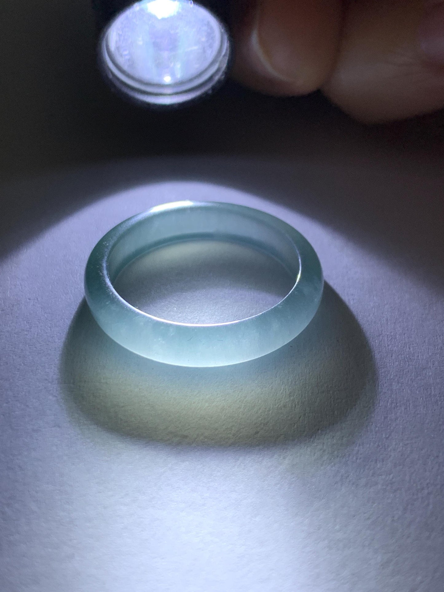 Natural Guatemalan Grade A Icy Highly Translucent Teal Blue Jade Jadeite Band Ring Size 7.5 US 天然冰胶危蓝翡翠戒圈 WLJ560D