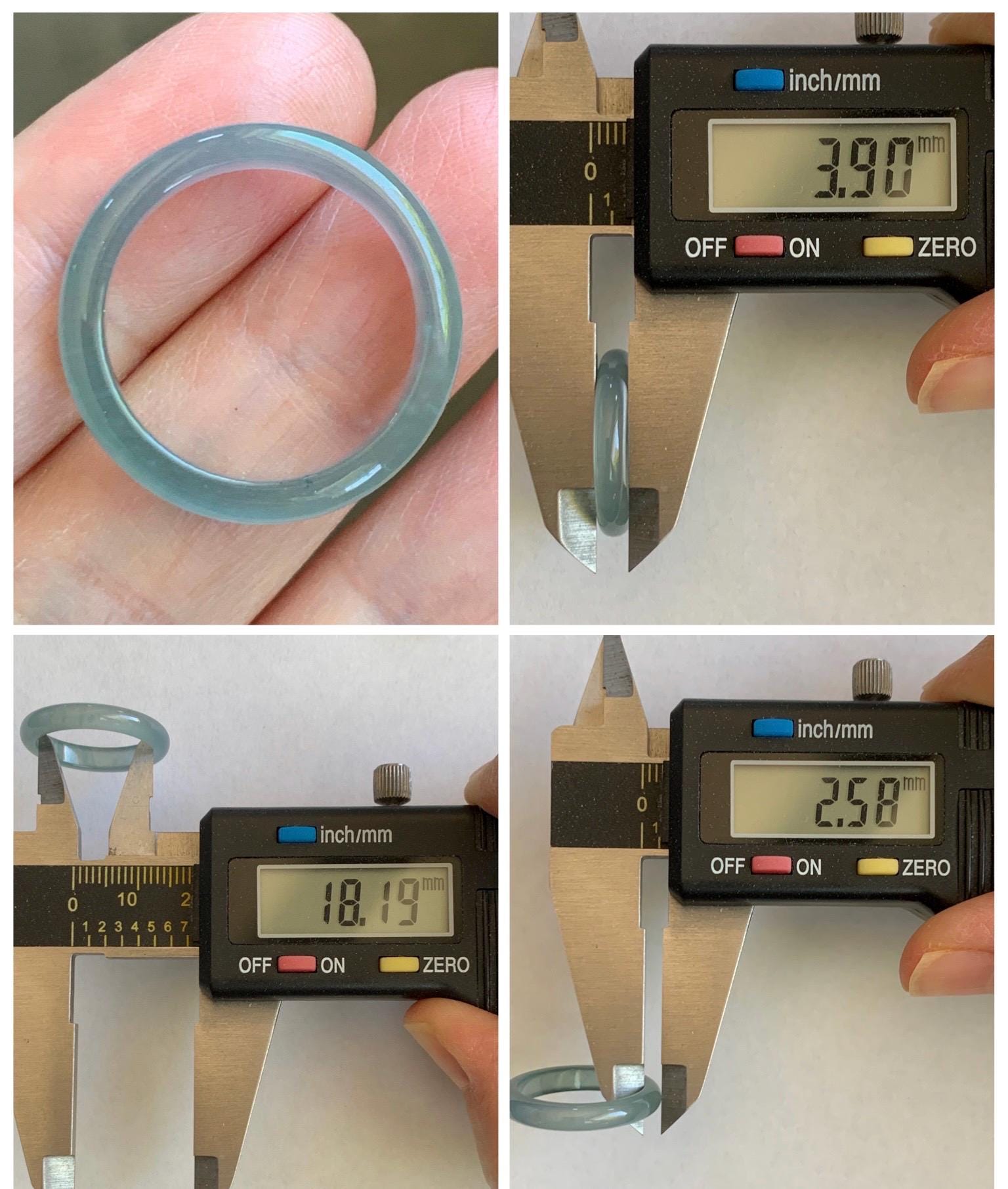 Natural Guatemalan Grade A Icy Highly Translucent Teal Blue Jade Jadeite Band Ring Size 8 US 天然冰胶危蓝翡翠戒圈 WLJ560C
