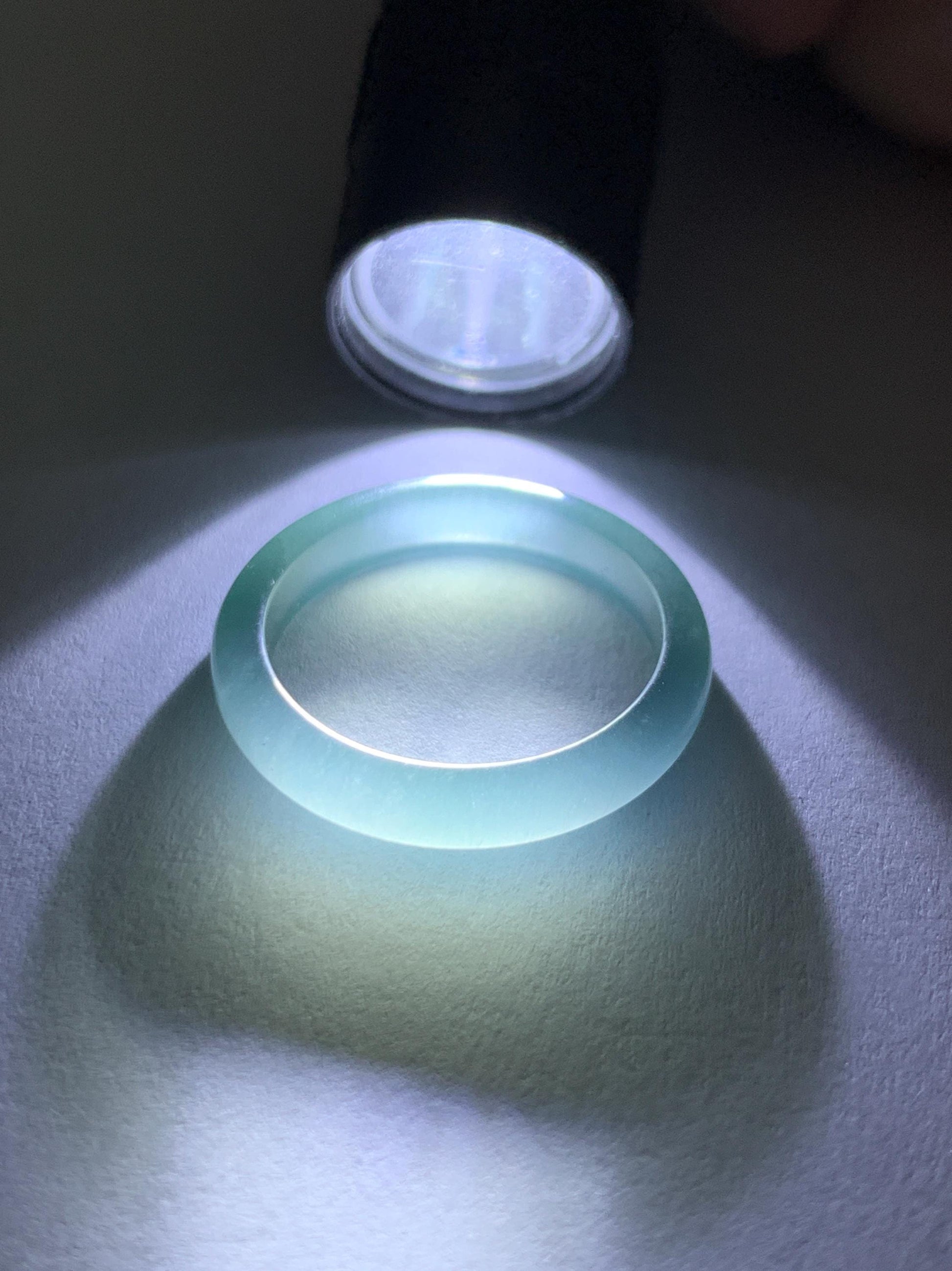 Natural Guatemalan Grade A Icy Highly Translucent Teal Blue Jade Jadeite Band Ring Size 6.25 US 天然冰胶危蓝翡翠戒圈 WLJ560B