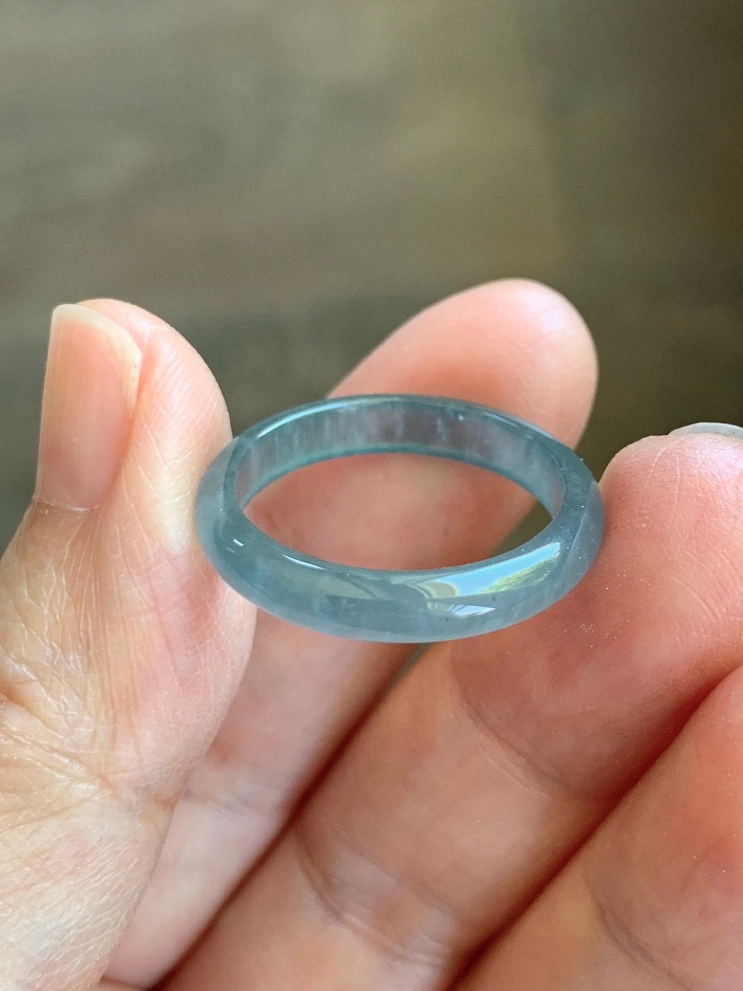 Natural Guatemalan Grade A Icy Translucent Teal Blue Jade Jadeite Band Ring Size 9.25 US 天然冰胶危蓝翡翠戒圈 WLJ560A