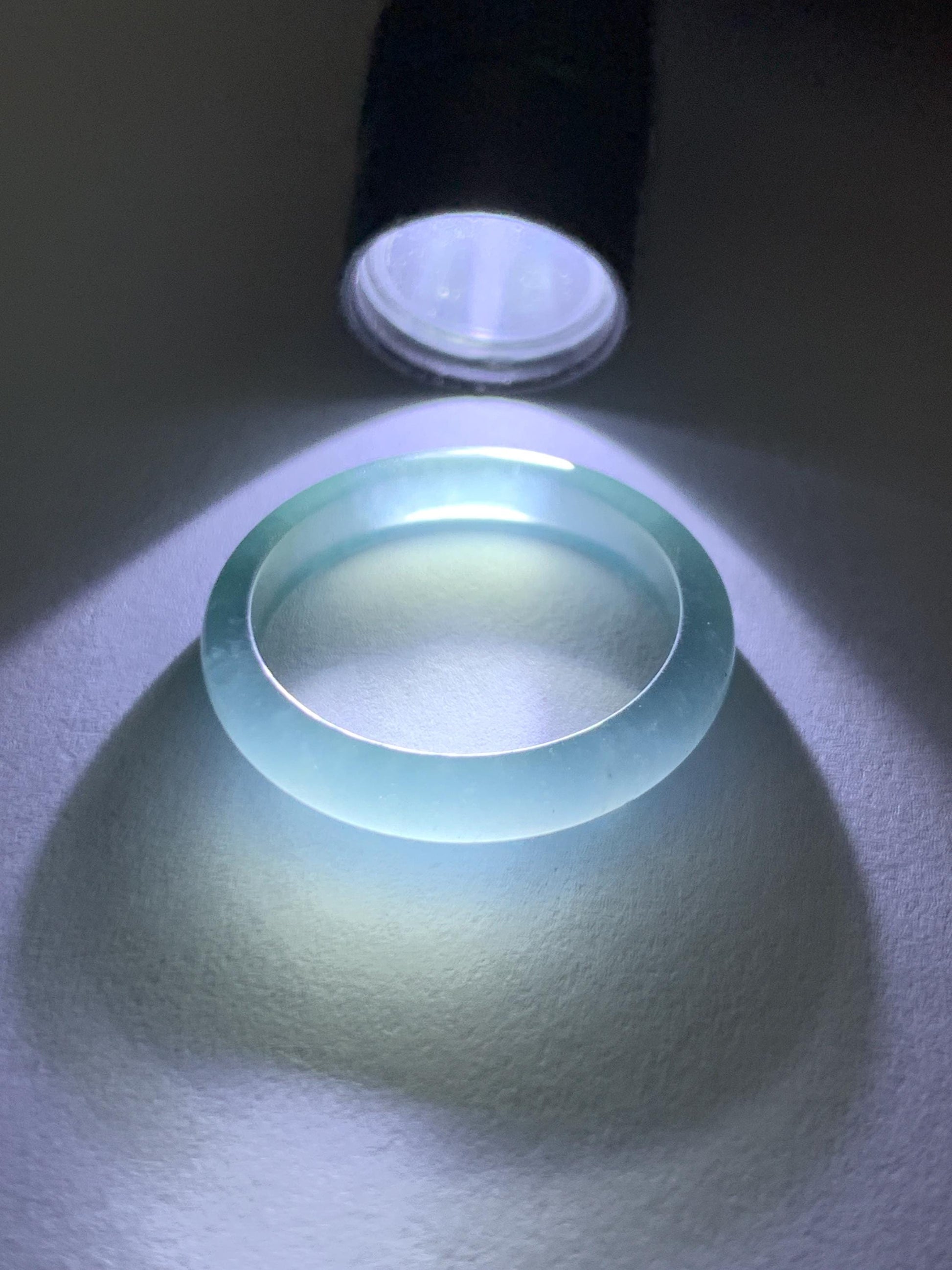 Natural Guatemalan Grade A Icy Translucent Teal Blue Jade Jadeite Band Ring Size 9.25 US 天然冰胶危蓝翡翠戒圈 WLJ560A
