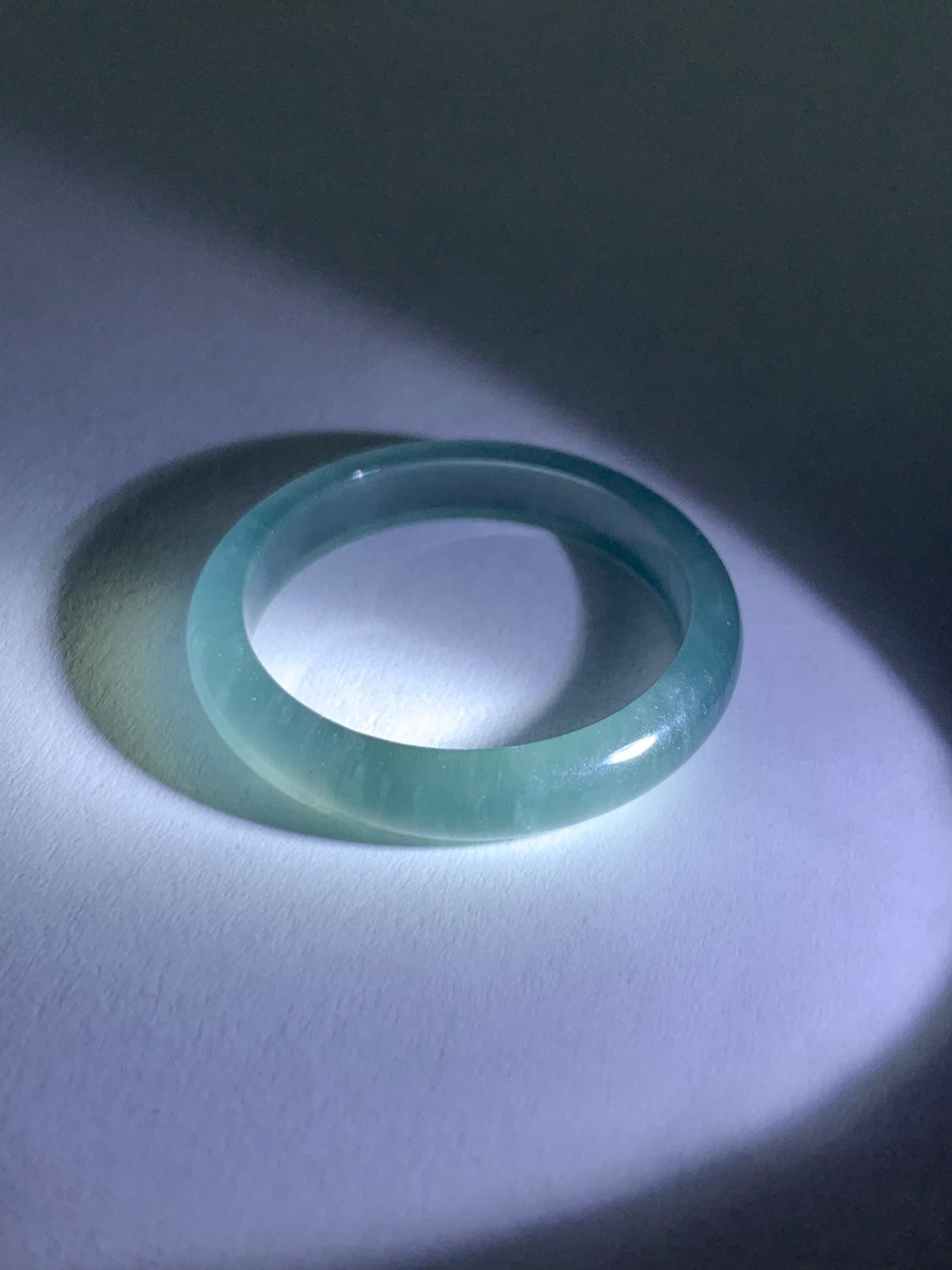 Natural Guatemalan Grade A Icy Translucent Teal Blue Jade Jadeite Band Ring Size 9.25 US 天然冰胶危蓝翡翠戒圈 WLJ560A