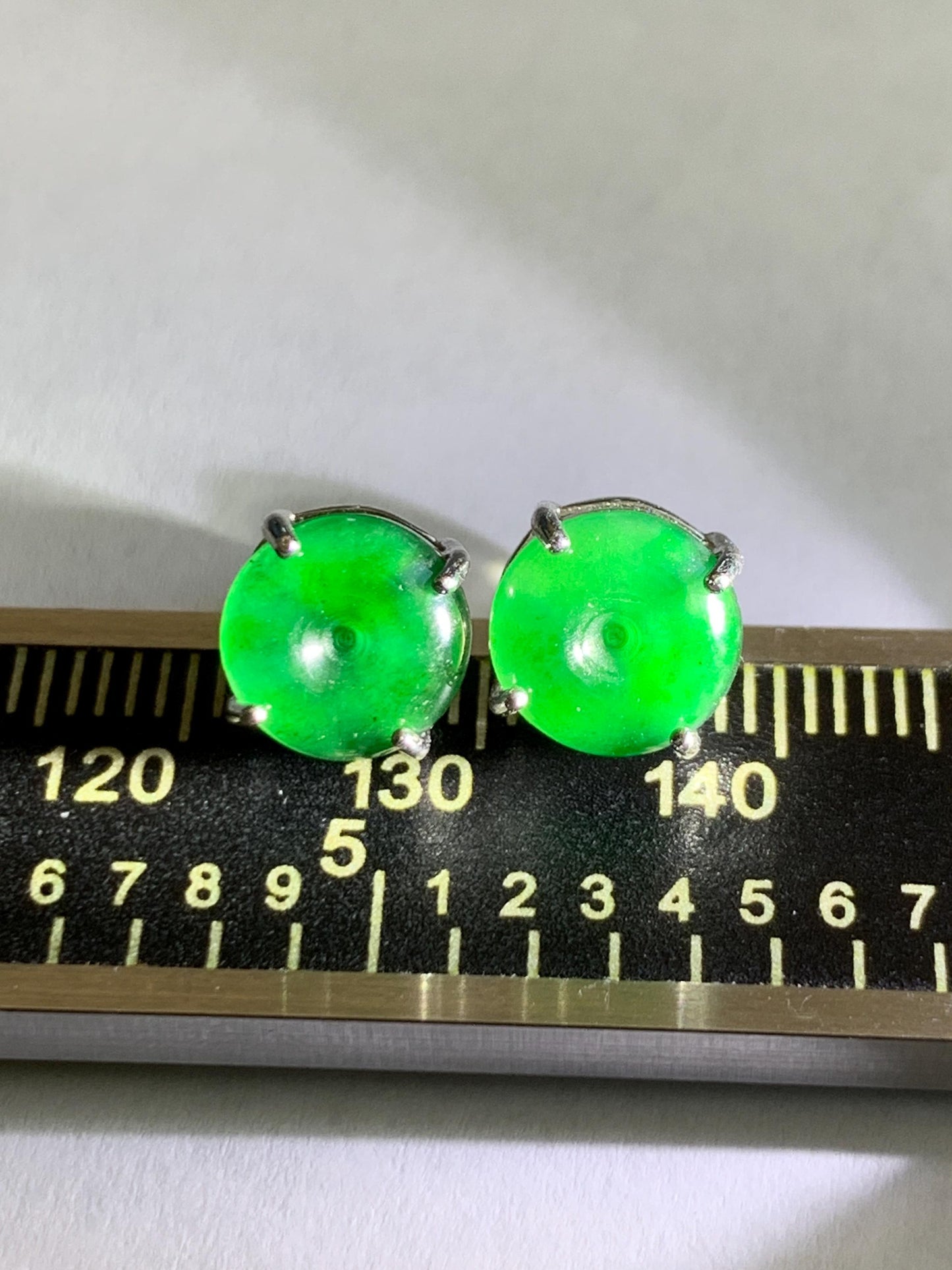 Natural Grade A Guatemalan Icy Translucent Vibrant Green Jade Jadeite Mini Ping An Kou Donut Earrings Sterling Silver 天然冰危绿翡翠平安扣耳钉 WLK100