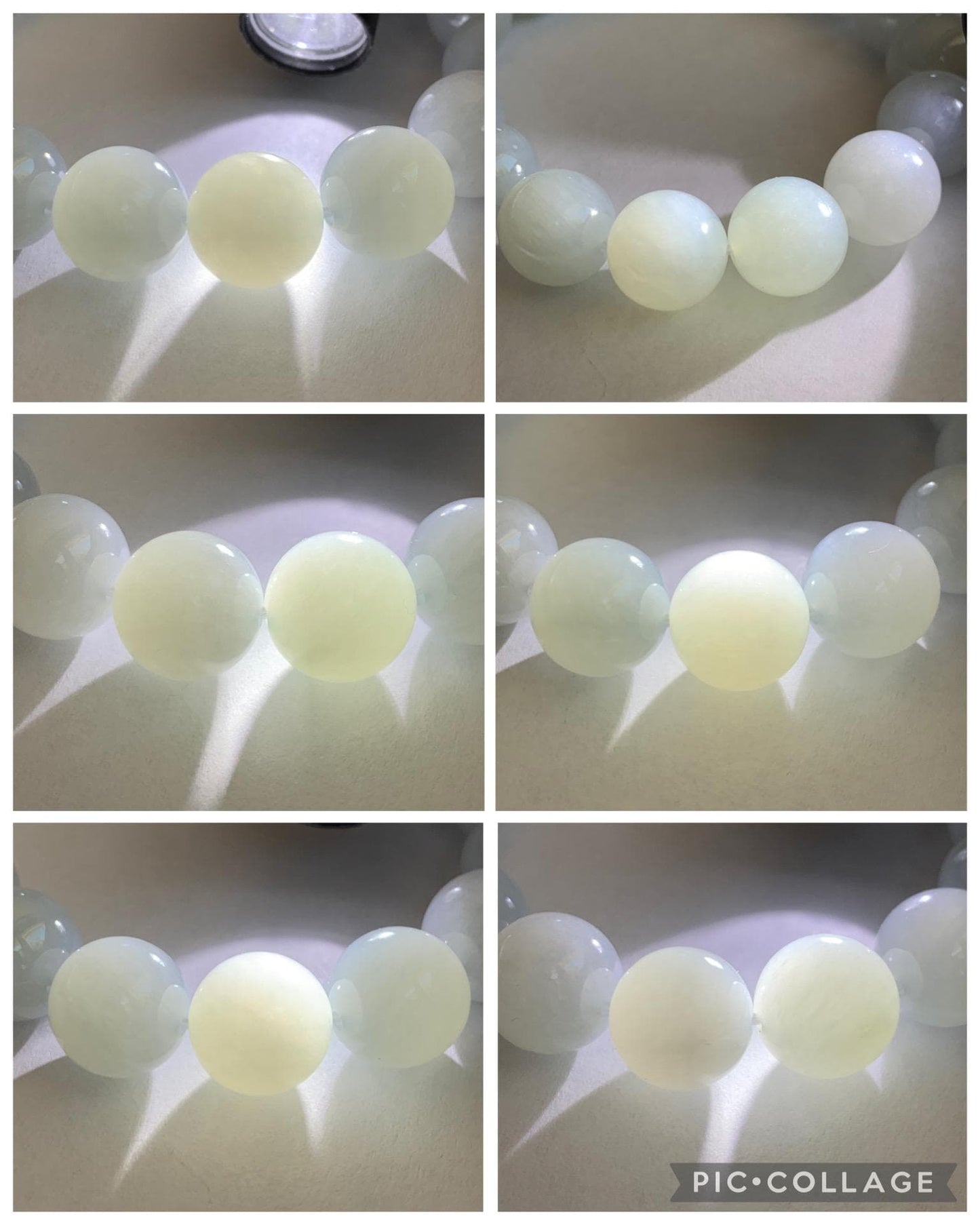 Natural Grade A Icy Translucent White Pale Green Undertone Jade Jadeite Large Beads Beaded Bracelet 12.7mm 7.5” 59g 天然冰胶淡底色翡翠大卡圆珠手串 MDS990B
