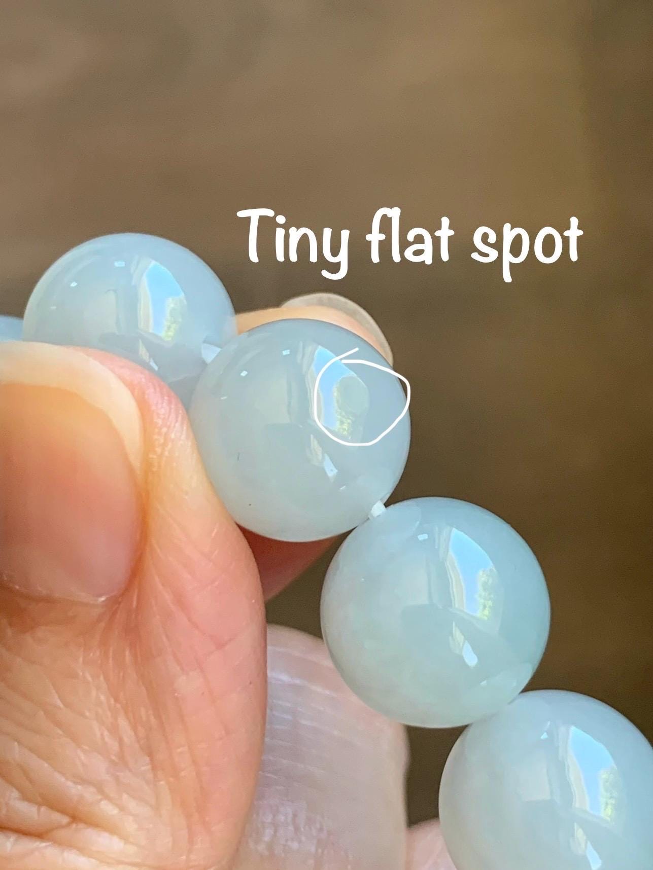 Natural Grade A Icy Translucent White Pale Green Undertone Jade Jadeite Large Beads Beaded Bracelet 12.7mm 7.5” 58g 天然冰胶淡底色翡翠大卡圆珠手串 MDS990A