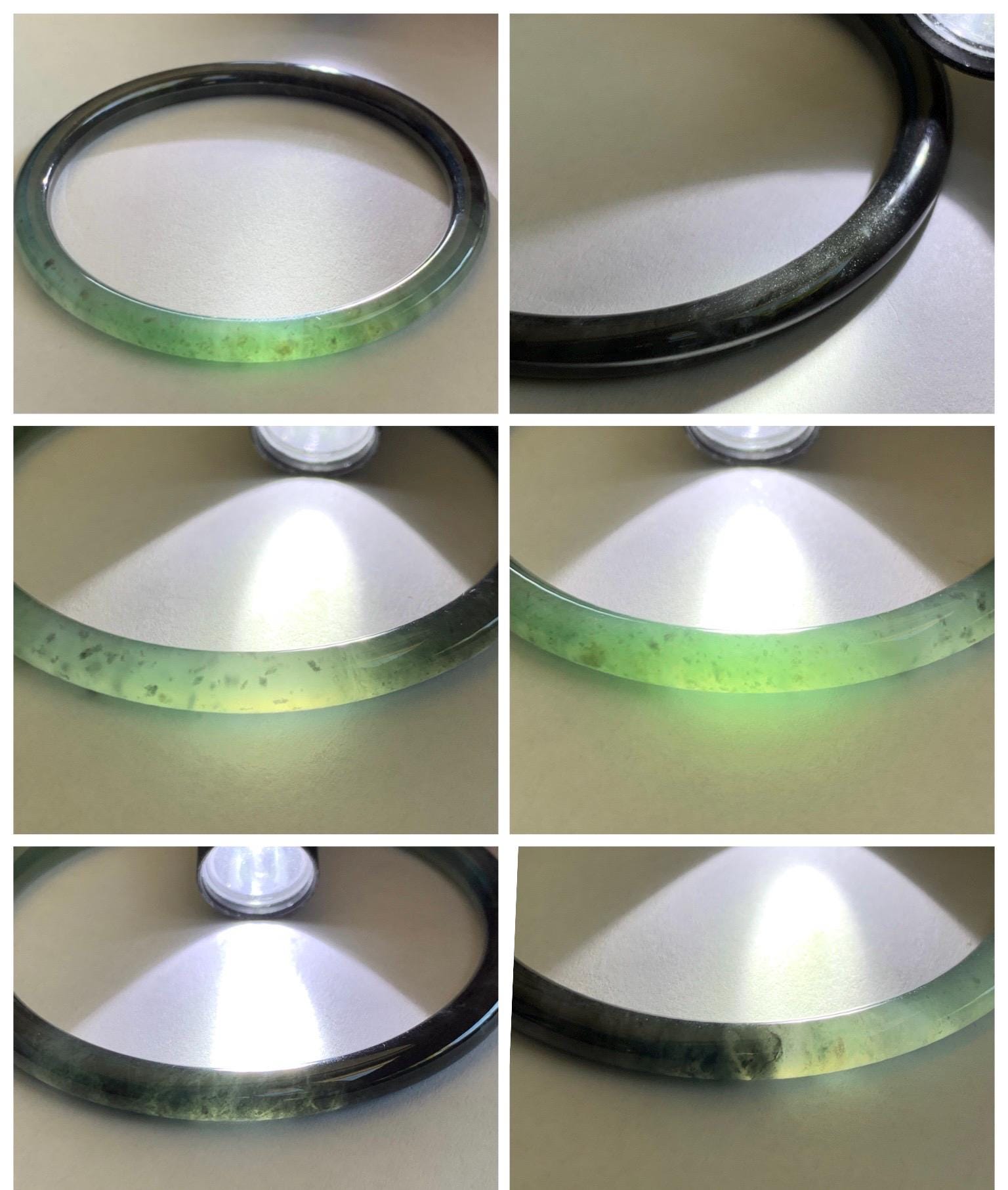 Certified Natural Grade A Guatemalan Icy Translucent Dusty Teal Green Wuji Jade Jadeite Slim Bangle 58.8 7.27” 16.5g 天然冰胶危蓝绿乌鸡翡翠细圆条手镯 1178