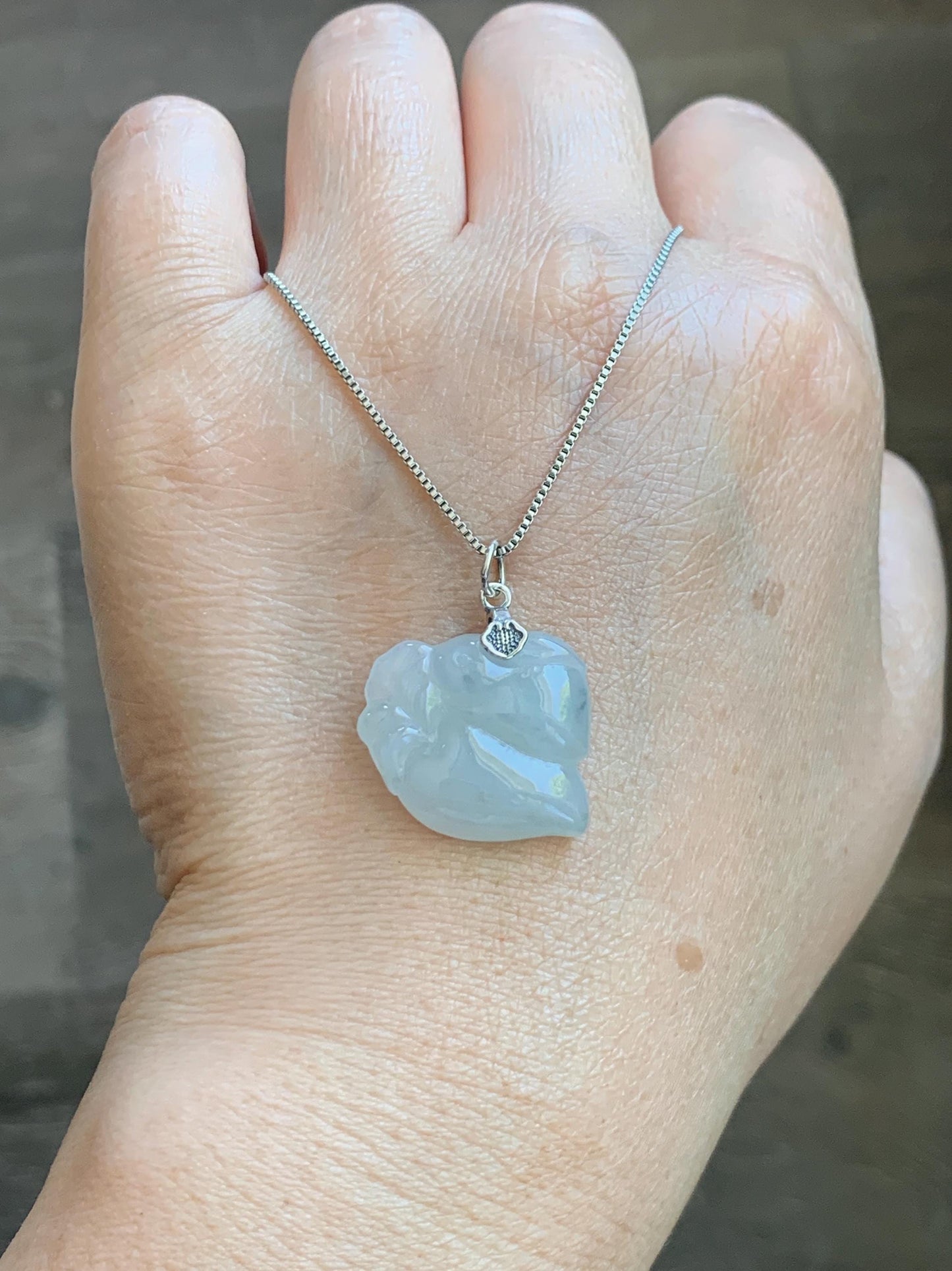 Natural Grade A Icy Translucent White Pale Green Undertone Jade Jadeite Rabbit Carrot Pendant Sterling Silver 3g 天然冰胶淡青底翡翠小兔胡萝卜吊坠 MKA240T