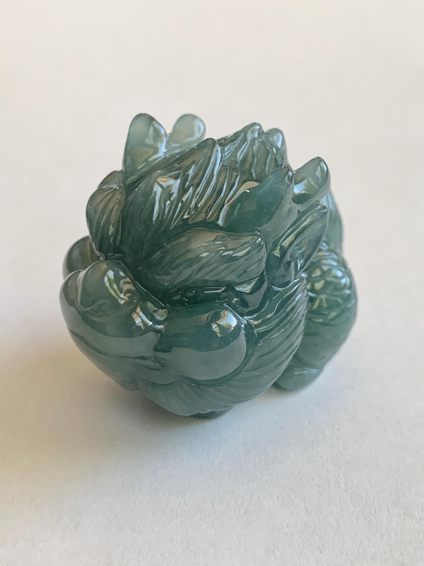Certified Grade A Natural Guatemalan Dark Teal Blue Jade Jadeite Carved Baby Pixiu Tea Pal Small Home Decor 49g 天然冰危深蓝绿翡翠貔貅宝宝茶宠 260