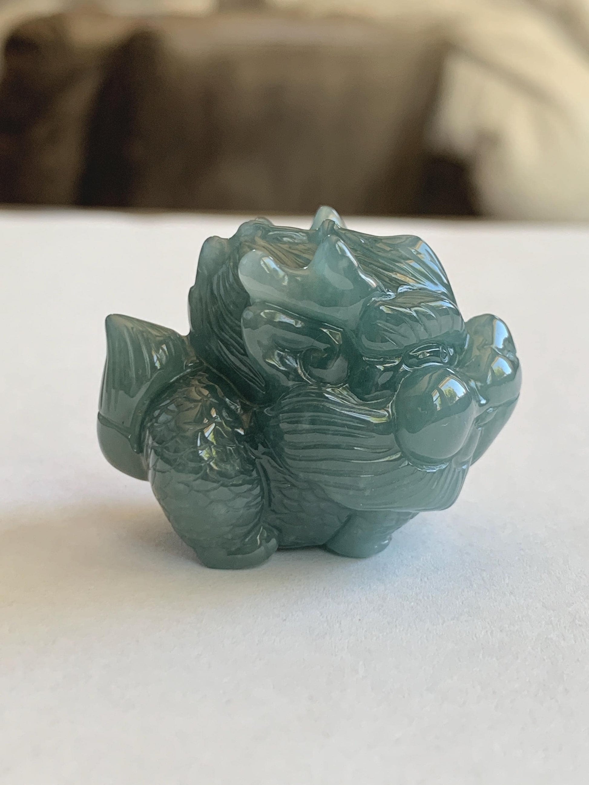 Certified Grade A Natural Guatemalan Dark Teal Blue Jade Jadeite Carved Baby Pixiu Tea Pal Small Home Decor 49g 天然冰危深蓝绿翡翠貔貅宝宝茶宠 260