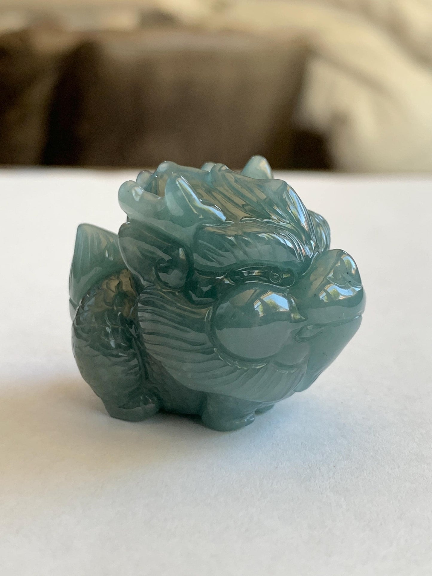 Certified Grade A Natural Guatemalan Dark Teal Blue Jade Jadeite Carved Baby Pixiu Tea Pal Small Home Decor 49g 天然冰危深蓝绿翡翠貔貅宝宝茶宠 260