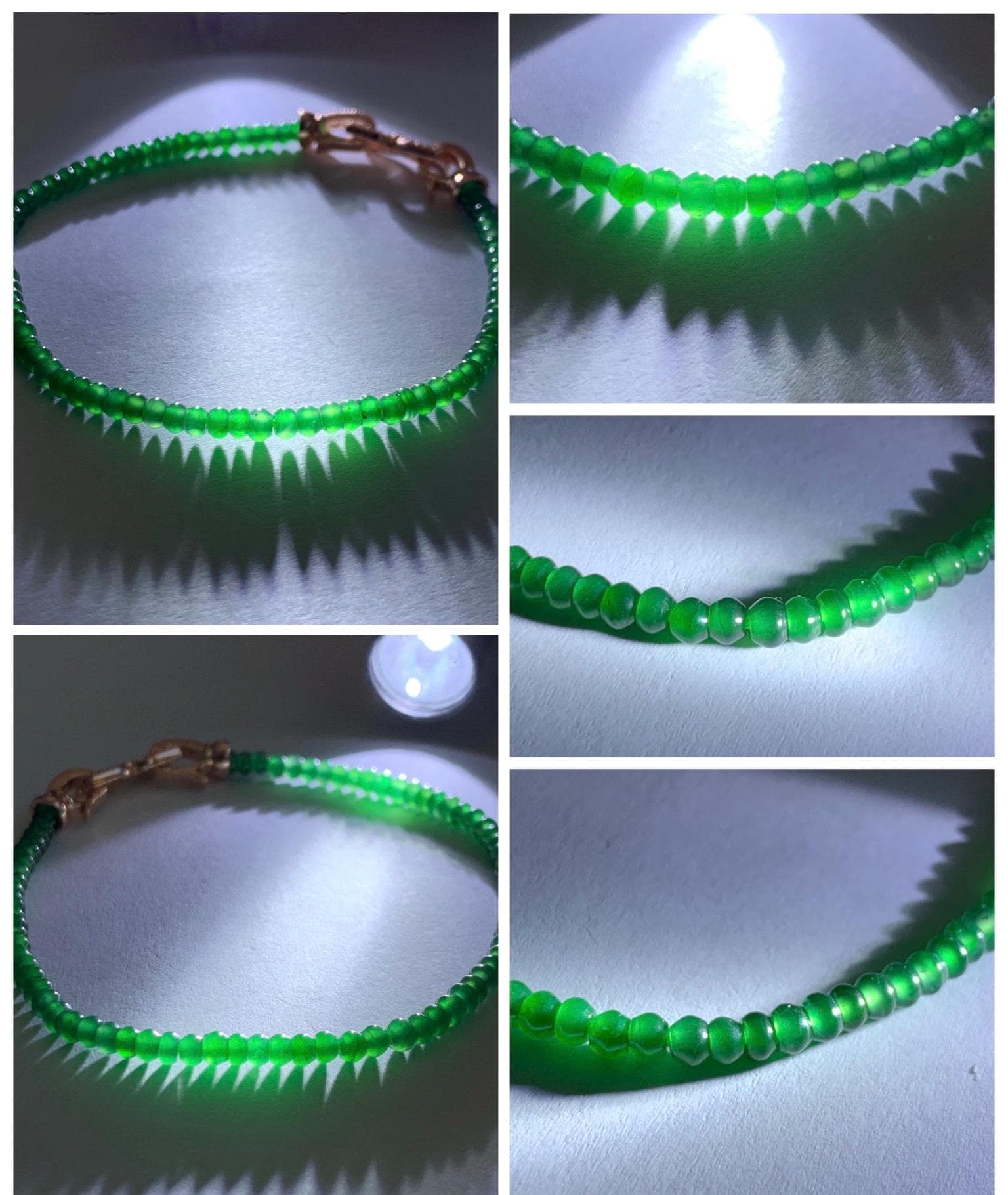Certified Natural Grade A Guatemalan Icy Translucent Vibrant Jade Jadeite Petite Drum Beads Beaded Bracelet 3mm 6.75” 4.64g 天然冰危绿翡翠小鼓珠手串 262