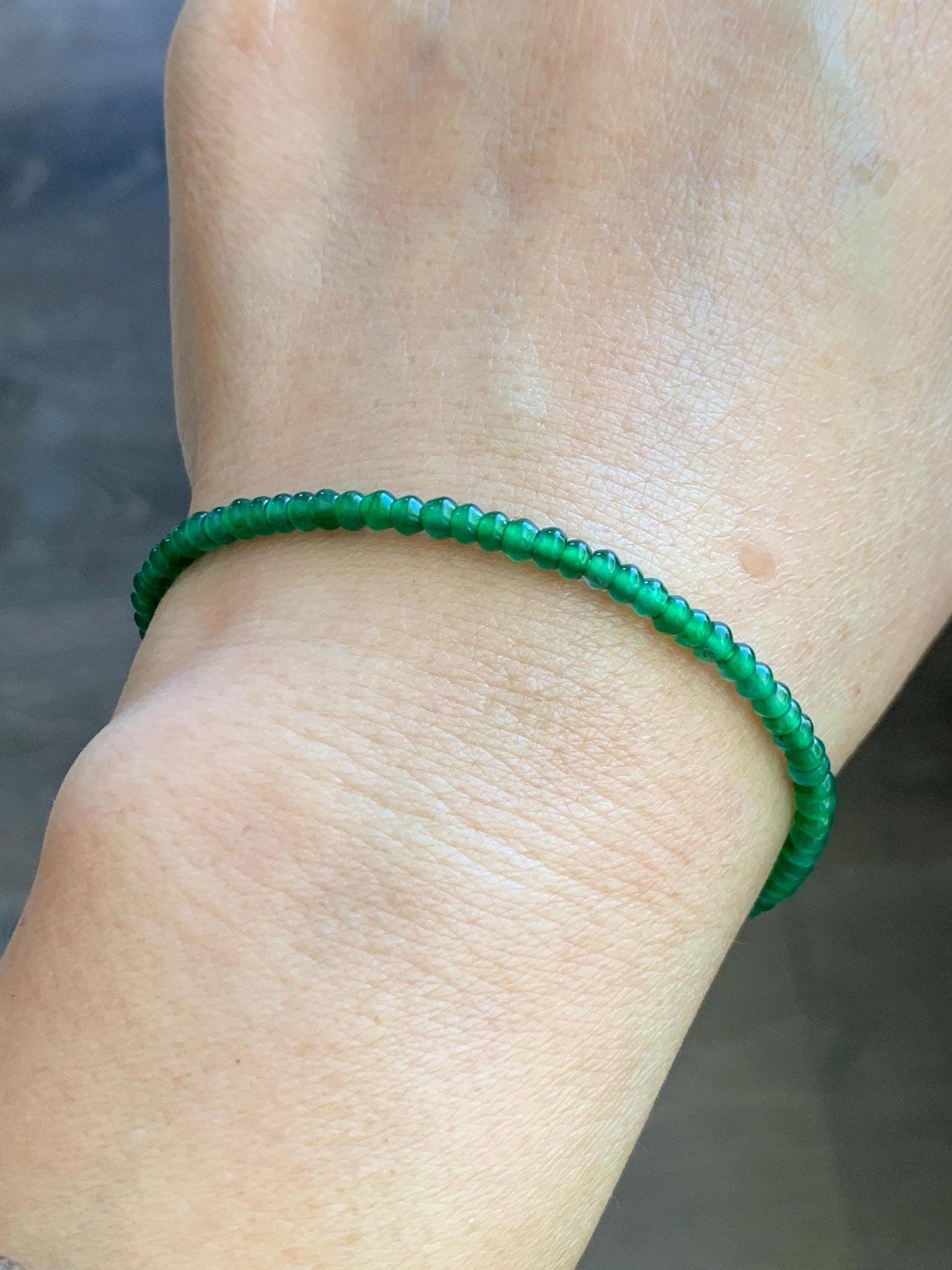 Certified Natural Grade A Guatemalan Icy Translucent Vibrant Jade Jadeite Petite Drum Beads Beaded Bracelet 3mm 6.75” 4.64g 天然冰危绿翡翠小鼓珠手串 262