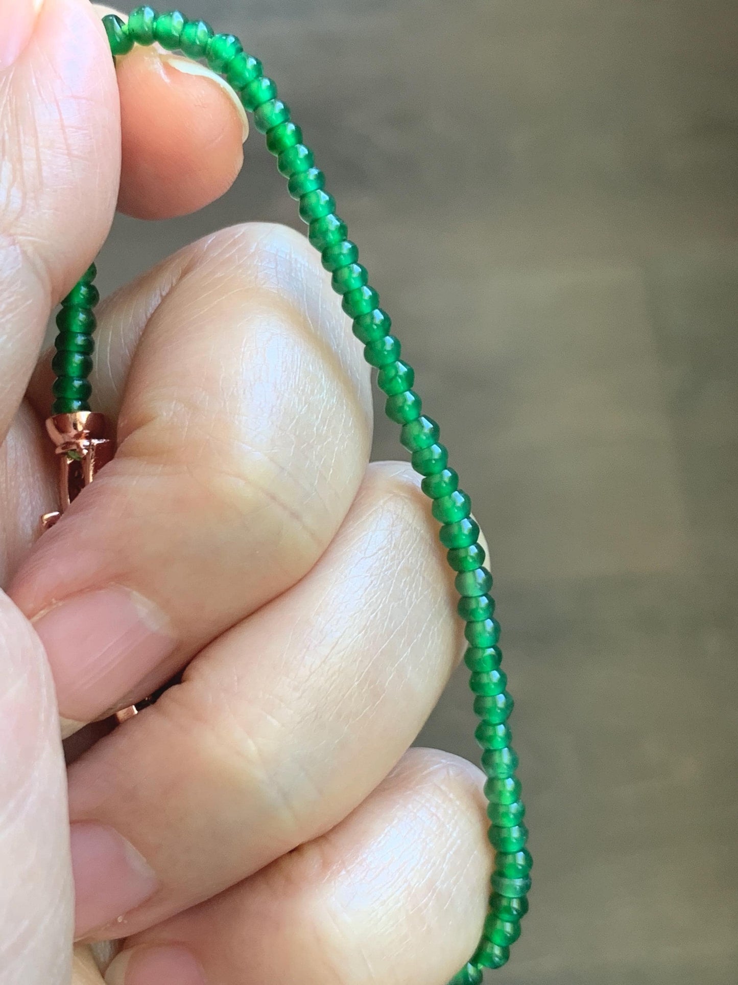 Certified Natural Grade A Guatemalan Icy Translucent Vibrant Jade Jadeite Petite Drum Beads Beaded Bracelet 3mm 6.75” 4.64g 天然冰危绿翡翠小鼓珠手串 262
