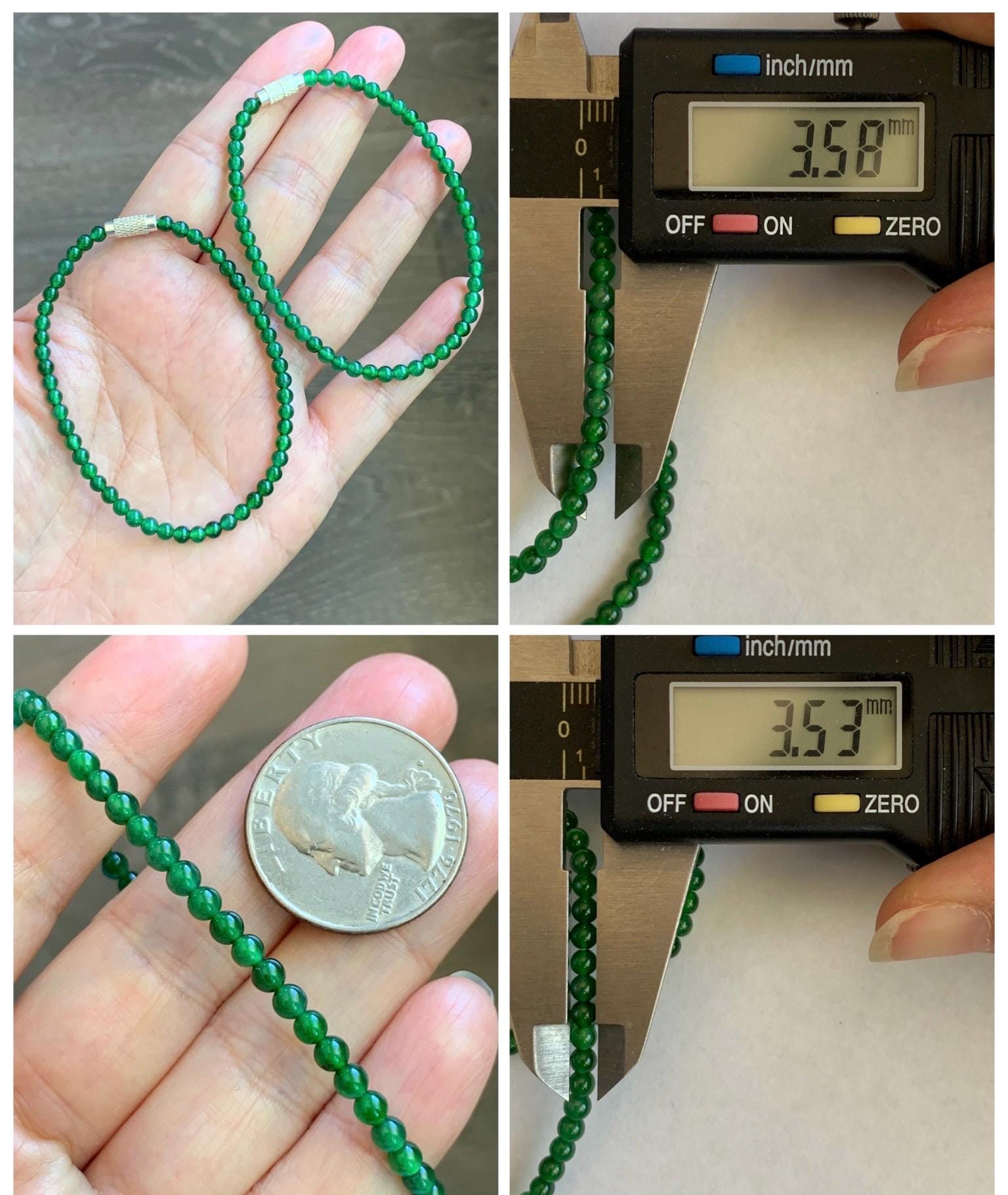 Natural Grade A Guatemalan Icy Highly Translucent Vibrant Green Jadeite Petite Beads Beaded Bracelet 7.25” 3.5mm 5g 天然冰危绿翡翠小卡圆珠手串 WXL240