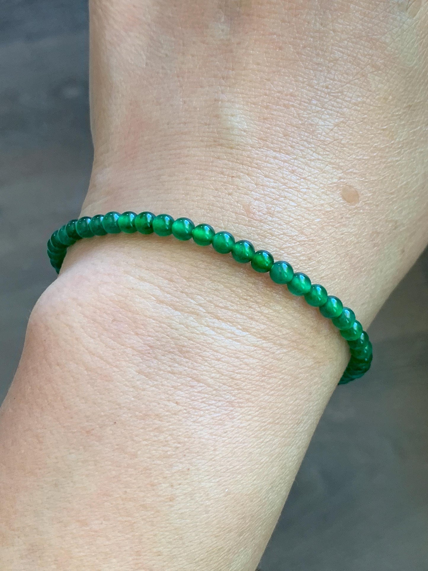 Natural Grade A Guatemalan Icy Highly Translucent Vibrant Green Jadeite Petite Beads Beaded Bracelet 7.25” 3.5mm 5g 天然冰危绿翡翠小卡圆珠手串 WXL240