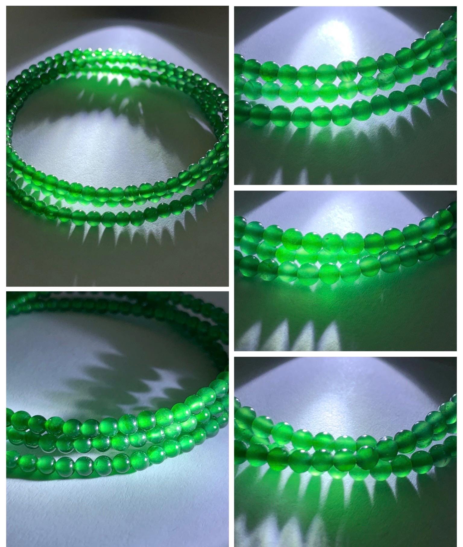 Natural Grade A Guatemalan Icy Vibrant Green Jade Jadeite Petite Beads Beaded Necklace Sterling Silver 3mm 19.75” 10g 天然冰危绿翡翠小圆珠项链 WVL660A