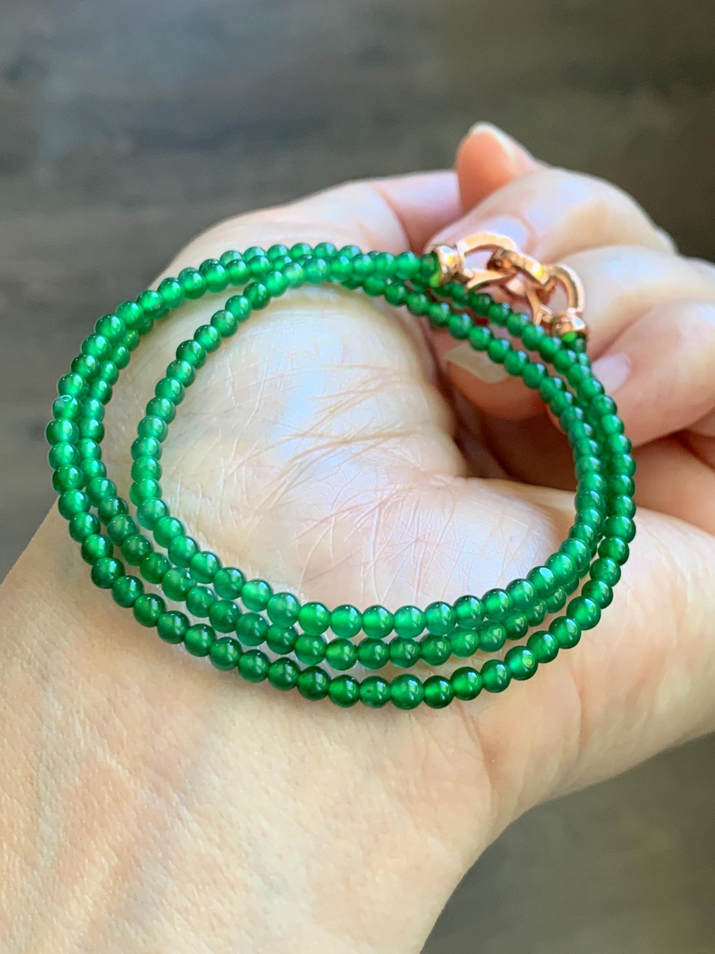 Natural Grade A Guatemalan Icy Vibrant Green Jade Jadeite Petite Beads Beaded Necklace Sterling Silver 3mm 19.75” 10g 天然冰危绿翡翠小圆珠项链 WVL660A