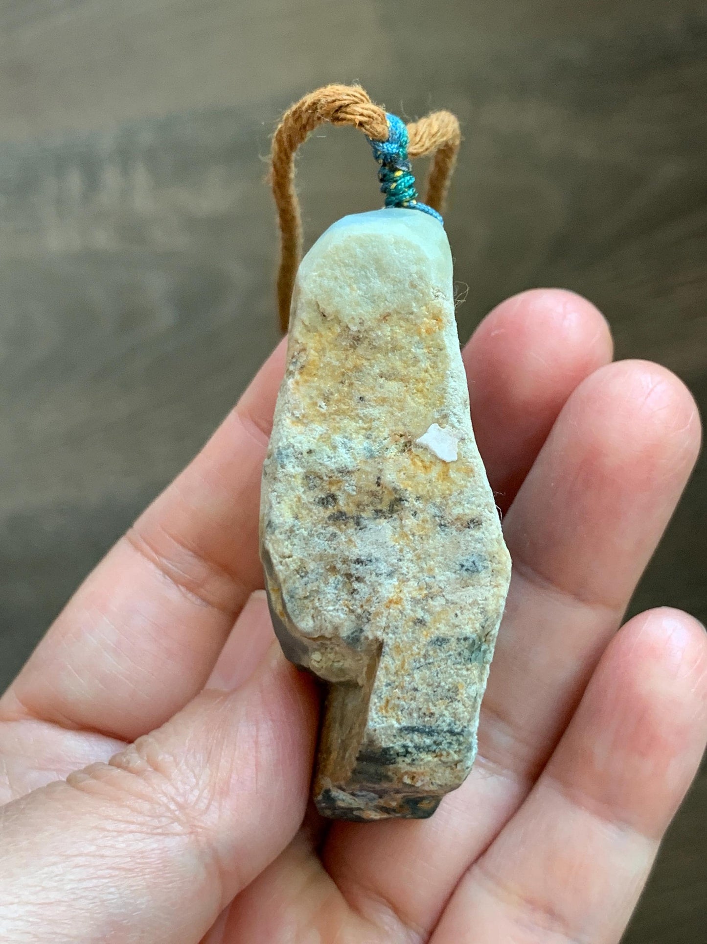 Natural Grade A Guatemalan Icy Dark Teal Blue Jade Jadeite with Rough Rind Carved Horse Pendant Rope Necklace 26" 47g 天然危蓝翡翠马牌皮壳料吊坠 WKM110