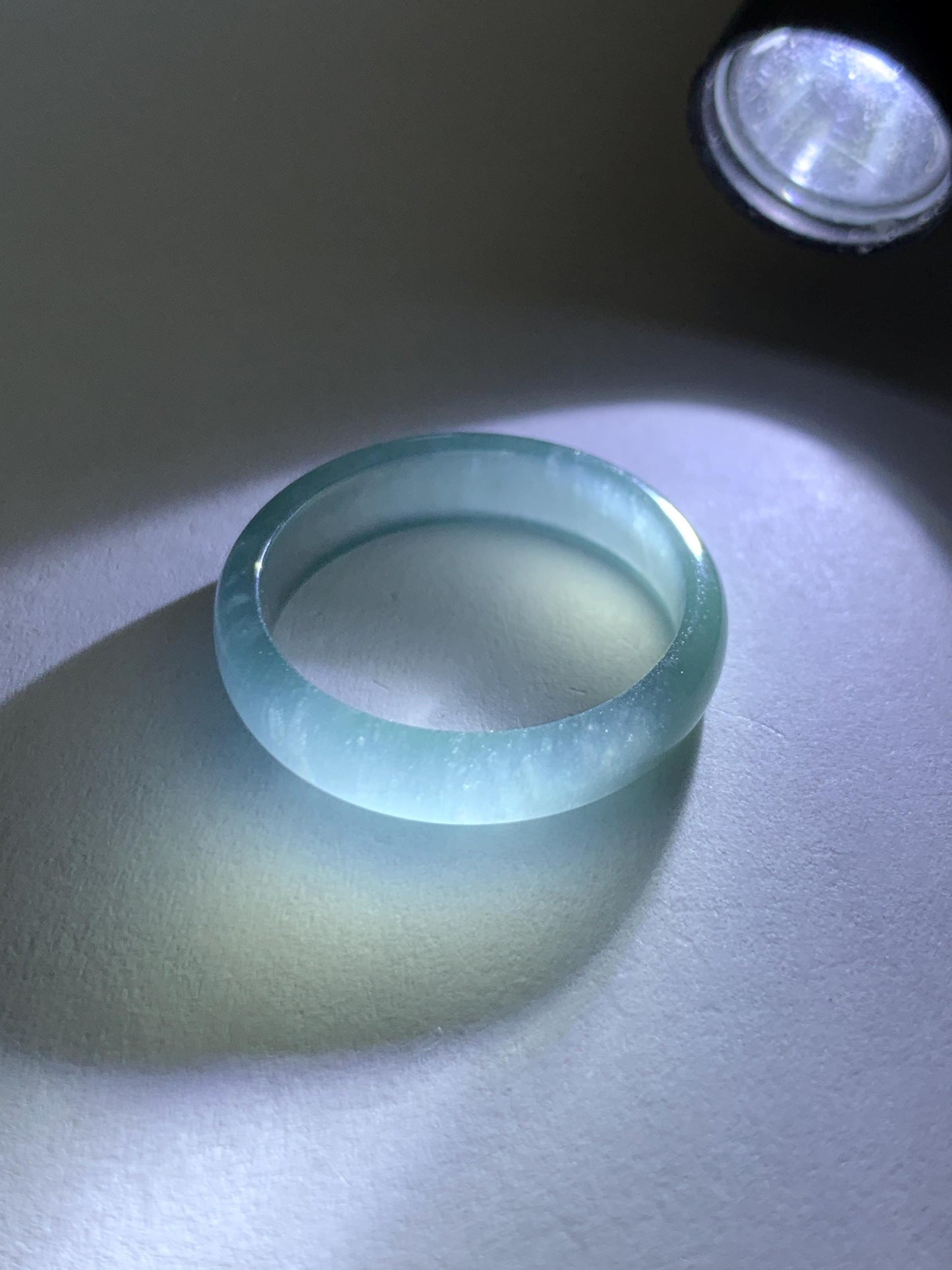 Natural Guatemalan Grade A Icy Translucent Teal Blue Jade Jadeite Band Ring Size 9.25 US 天然冰胶危蓝翡翠戒圈 WLJ560H
