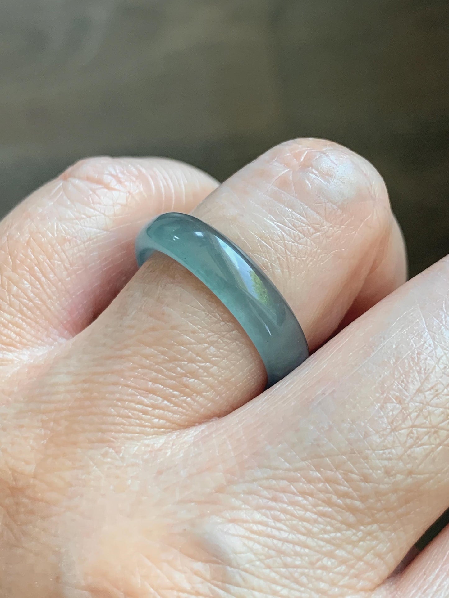 Natural Guatemalan Grade A Icy Translucent Teal Blue Jade Jadeite Band Ring Size 9.25 US 天然冰胶危蓝翡翠戒圈 WLJ560H