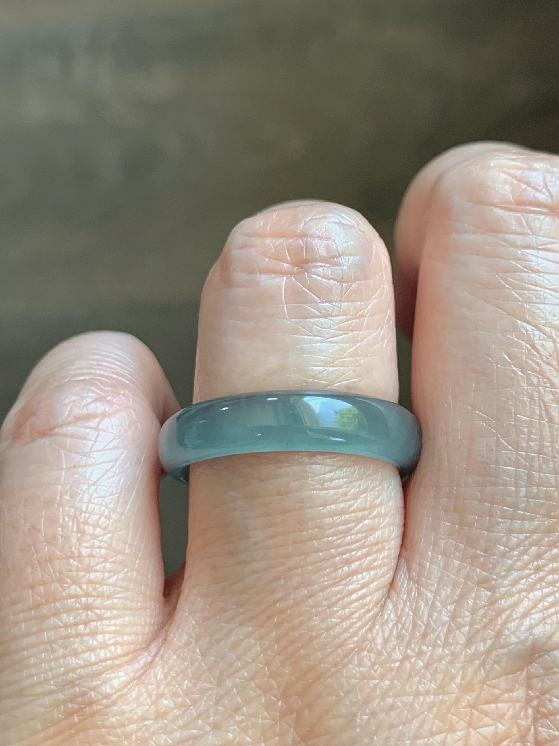 Natural Guatemalan Grade A Icy Translucent Teal Blue Jade Jadeite Band Ring Size 9.25 US 天然冰胶危蓝翡翠戒圈 WLJ560H