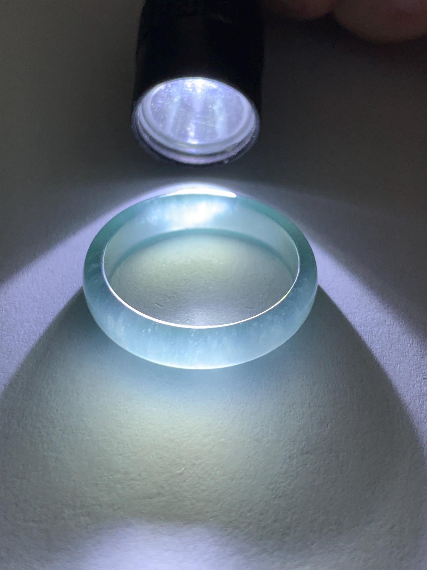 Natural Guatemalan Grade A Icy Translucent Teal Blue Jade Jadeite Band Ring Size 9.25 US 天然冰胶危蓝翡翠戒圈 WLJ560H