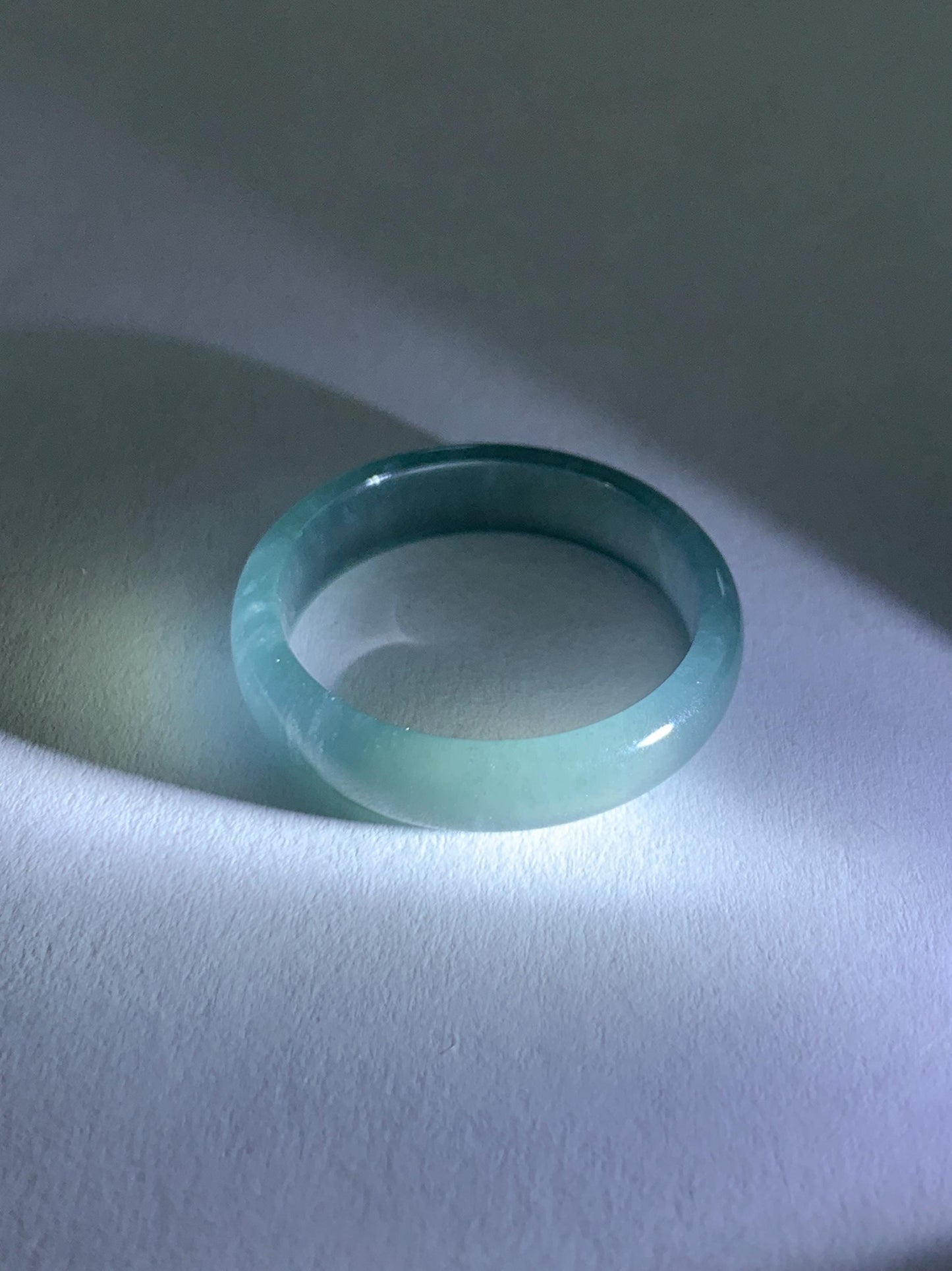 Natural Guatemalan Grade A Icy Translucent Teal Blue Jade Jadeite Band Ring Size 9.25 US 天然冰胶危蓝翡翠戒圈 WLJ560H
