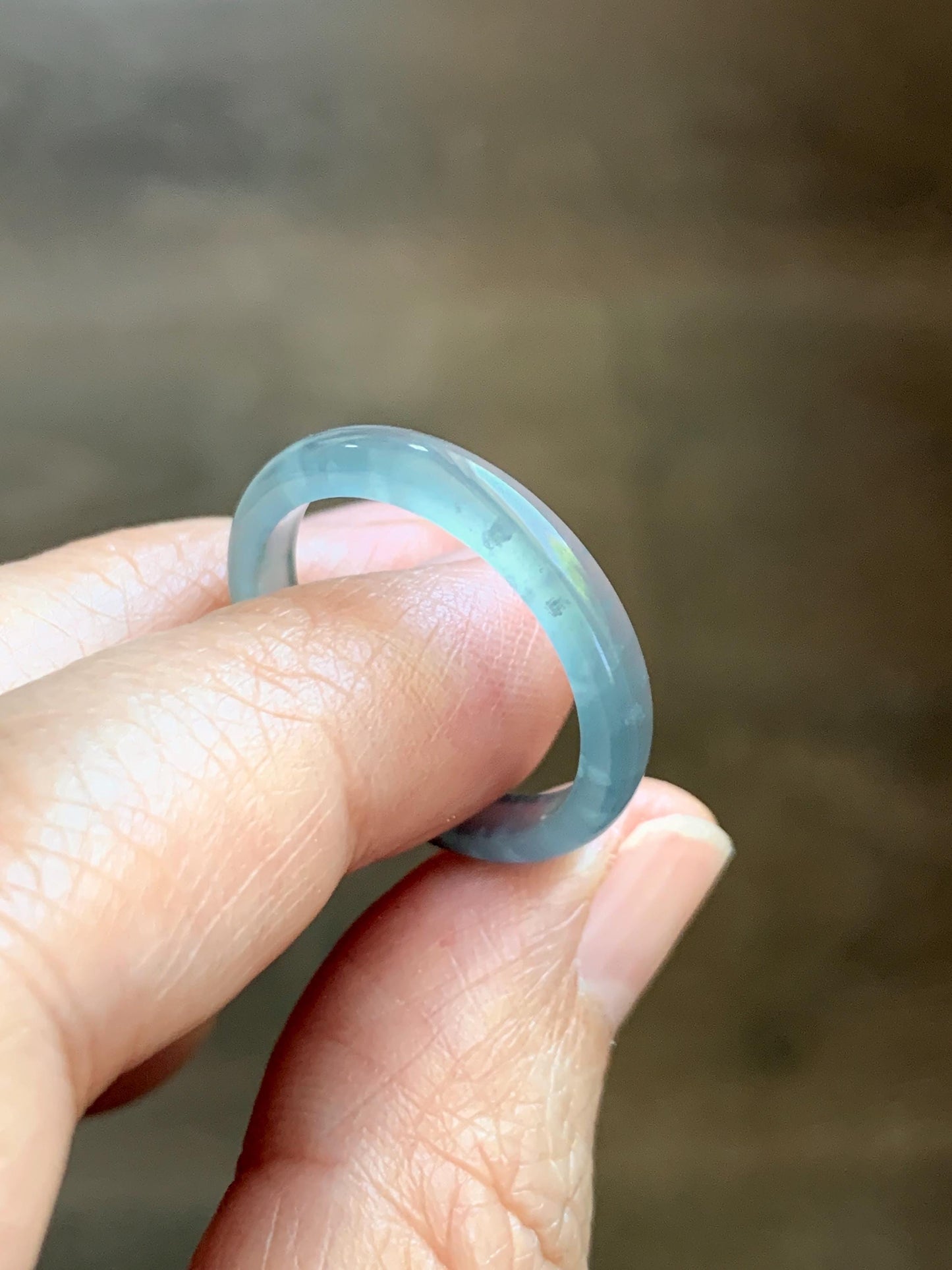 Natural Guatemalan Grade A Icy Highly Translucent Light Teal Blue Jade Jadeite Band Ring Size 9.25 US 天然冰胶危蓝翡翠戒圈 WLJ560E