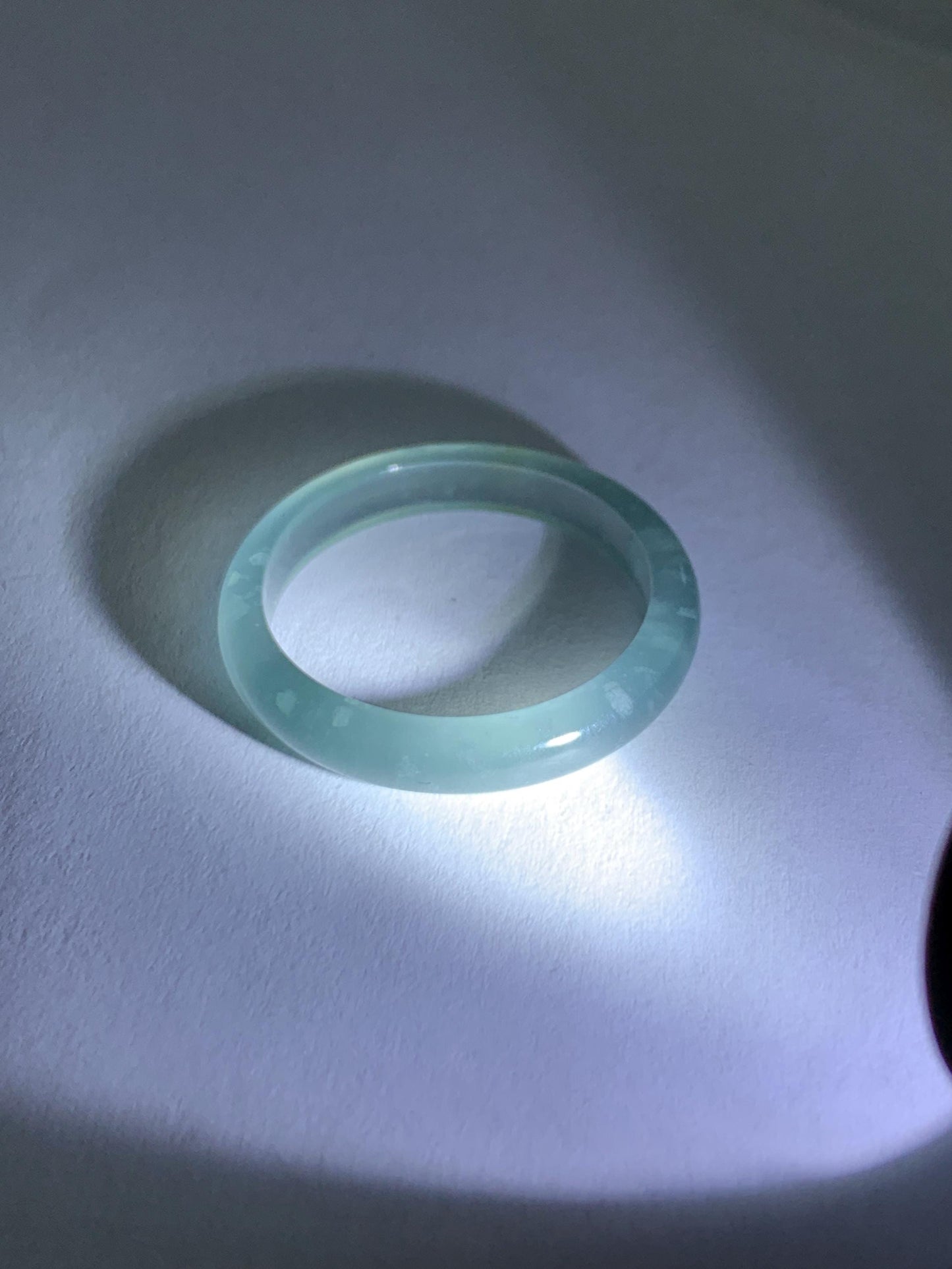 Natural Guatemalan Grade A Icy Highly Translucent Light Teal Blue Jade Jadeite Band Ring Size 9.25 US 天然冰胶危蓝翡翠戒圈 WLJ560E