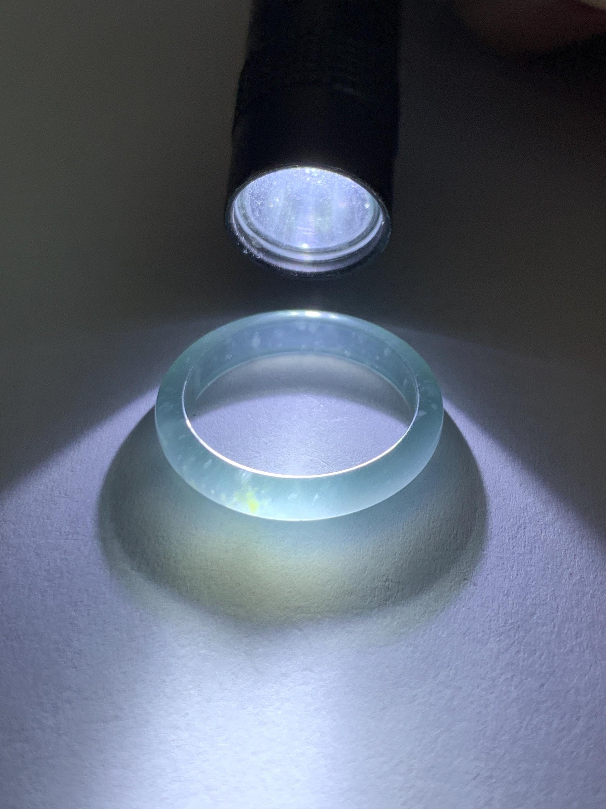 Natural Guatemalan Grade A Icy Highly Translucent Light Teal Blue Jade Jadeite Band Ring Size 9.25 US 天然冰胶危蓝翡翠戒圈 WLJ560E