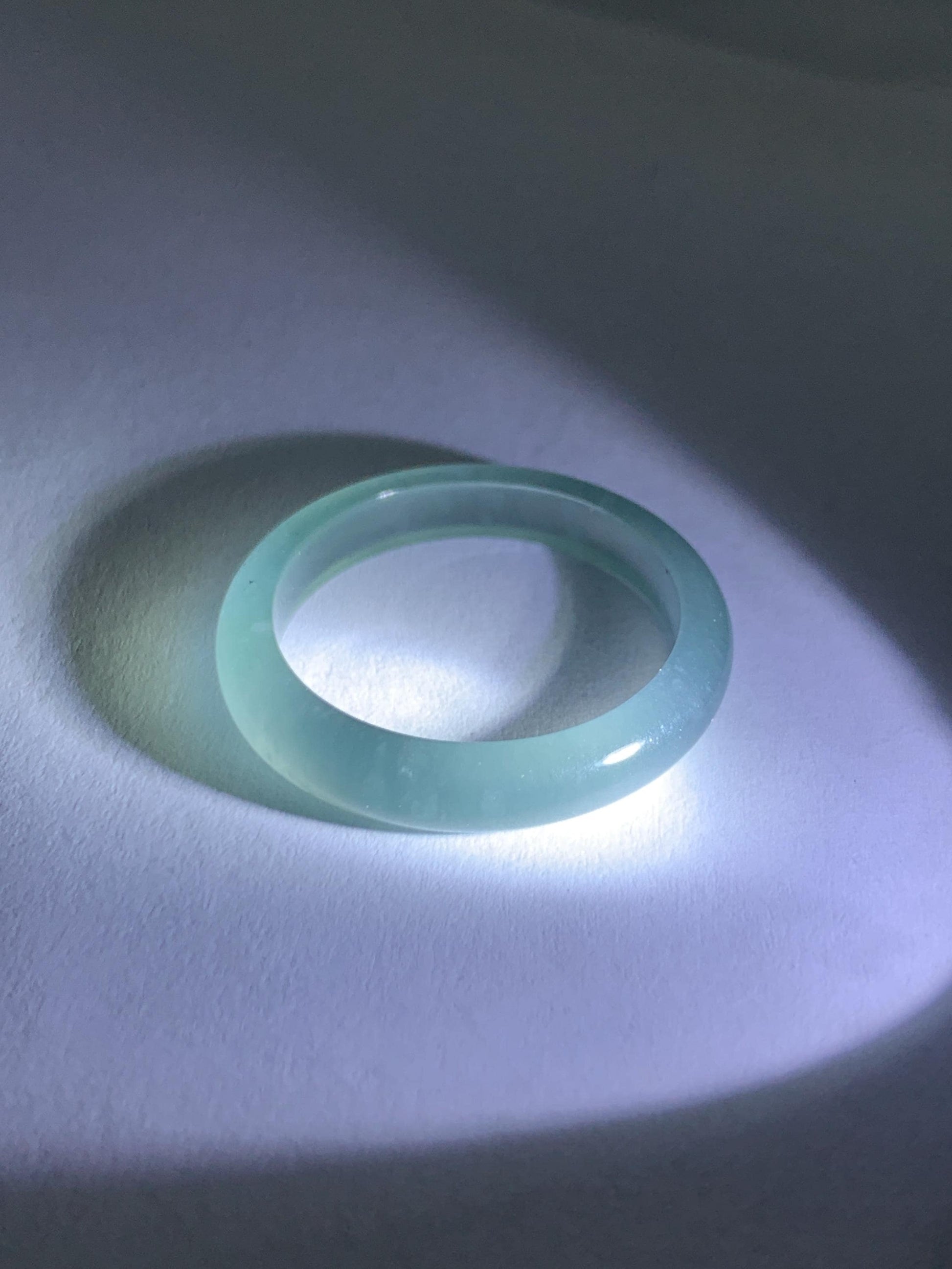 Natural Guatemalan Grade A Icy Highly Translucent Teal Blue Jade Jadeite Band Ring Size 8 US 天然冰胶危蓝翡翠戒圈 WLJ560C