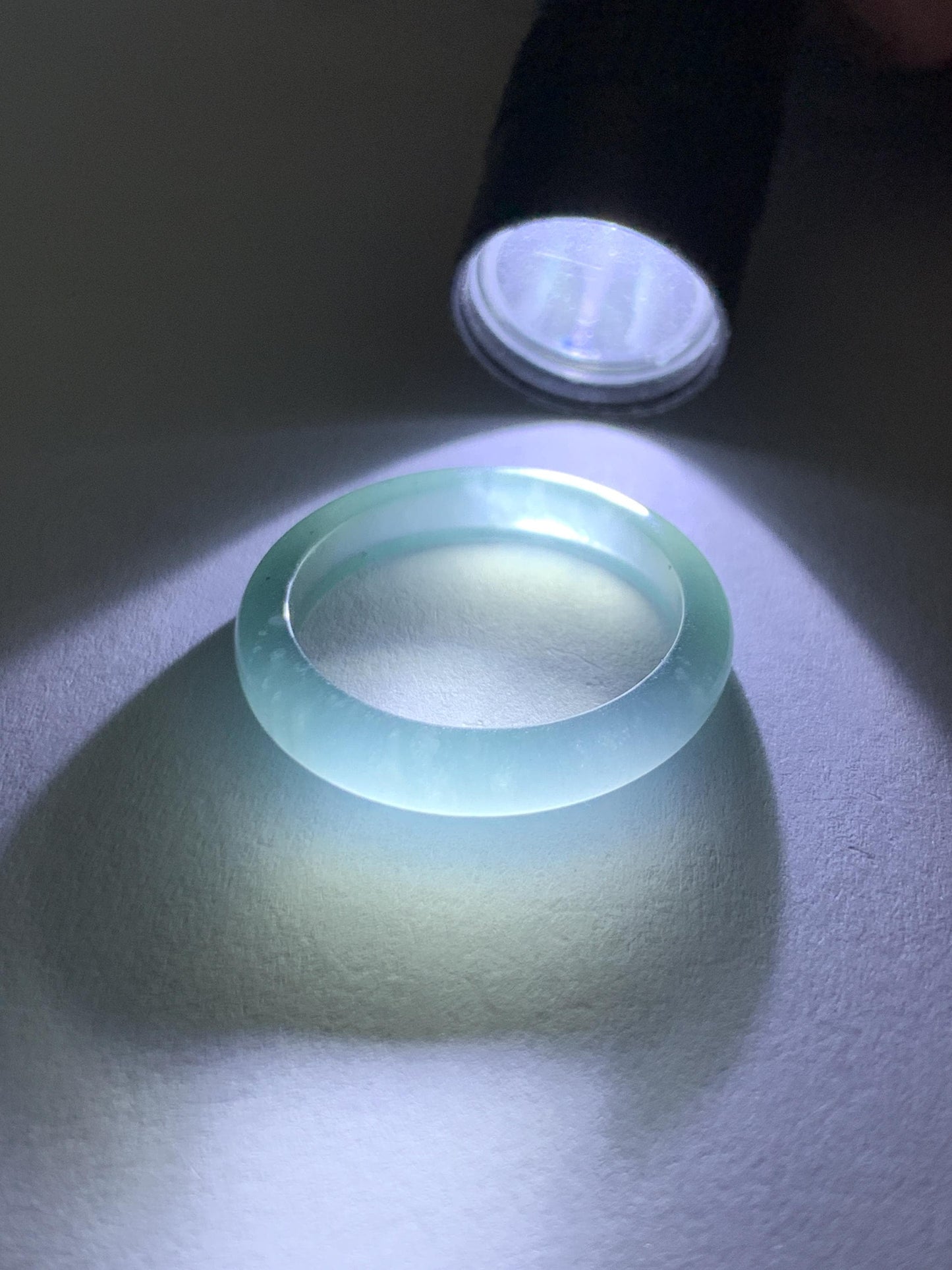 Natural Guatemalan Grade A Icy Highly Translucent Teal Blue Jade Jadeite Band Ring Size 8 US 天然冰胶危蓝翡翠戒圈 WLJ560C