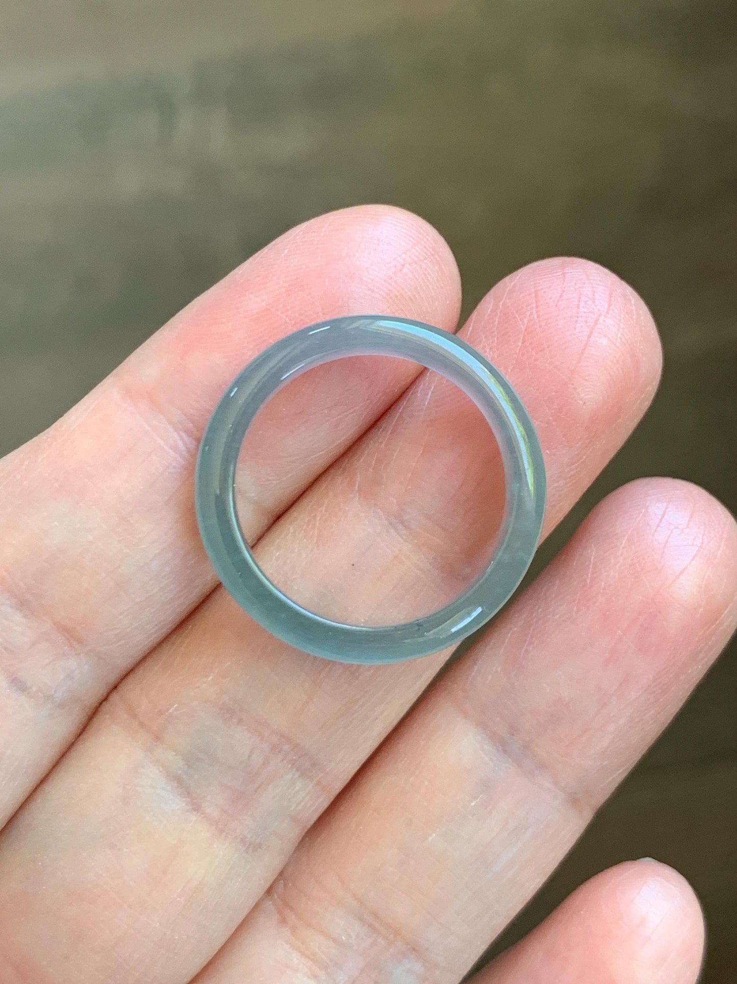 Natural Guatemalan Grade A Icy Highly Translucent Teal Blue Jade Jadeite Band Ring Size 8 US 天然冰胶危蓝翡翠戒圈 WLJ560C