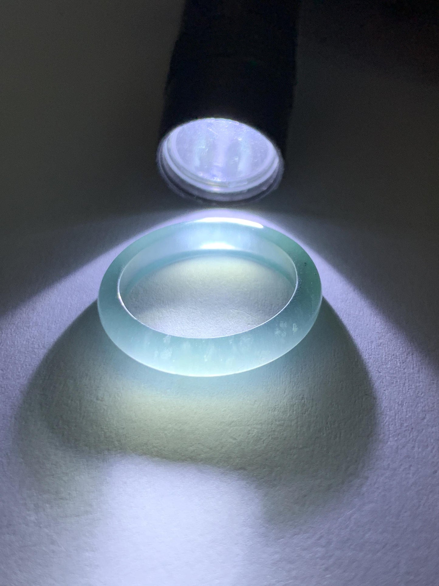 Natural Guatemalan Grade A Icy Highly Translucent Teal Blue Jade Jadeite Band Ring Size 8 US 天然冰胶危蓝翡翠戒圈 WLJ560C