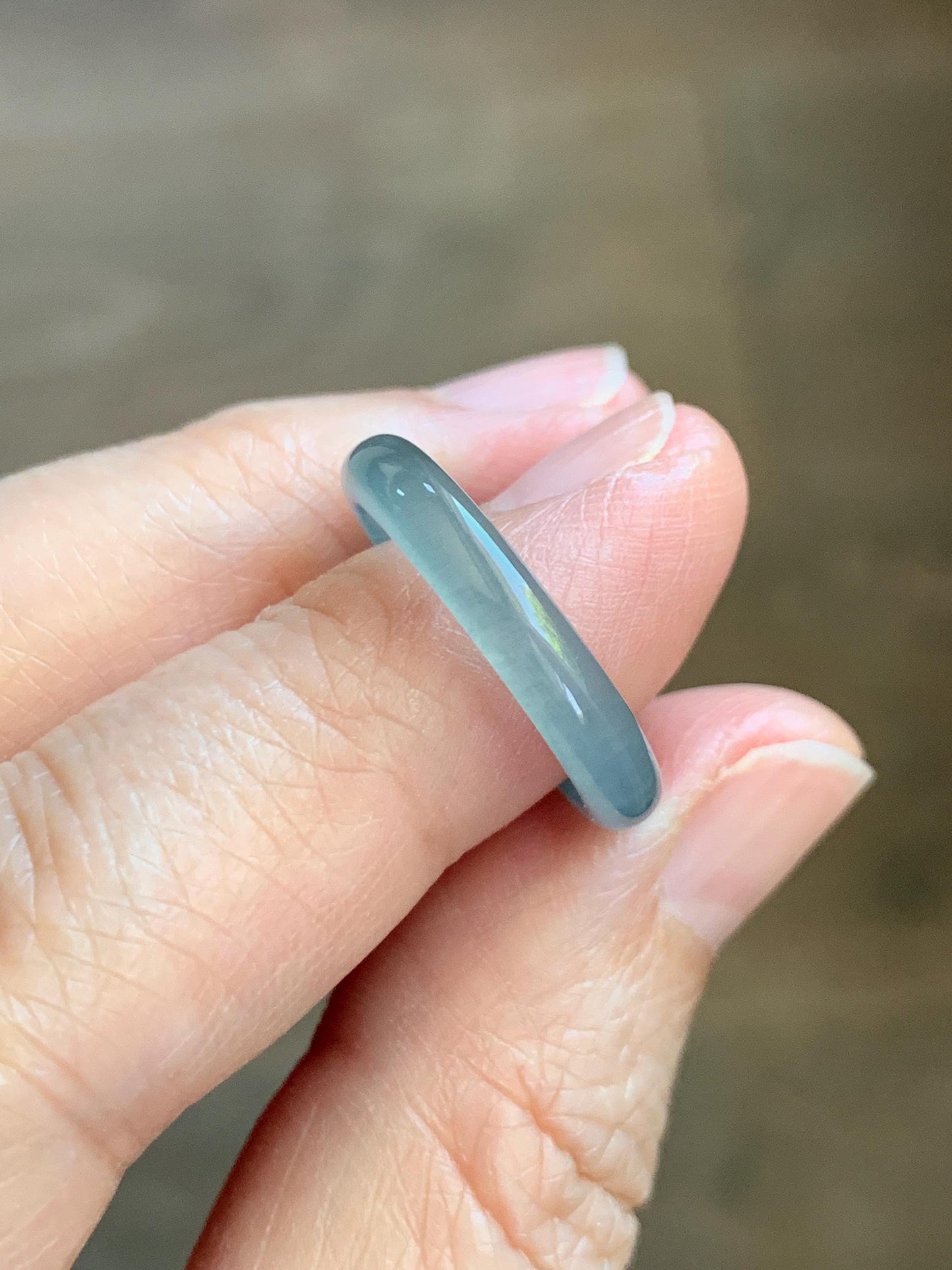 Natural Guatemalan Grade A Icy Highly Translucent Teal Blue Jade Jadeite Band Ring Size 6.25 US 天然冰胶危蓝翡翠戒圈 WLJ560B