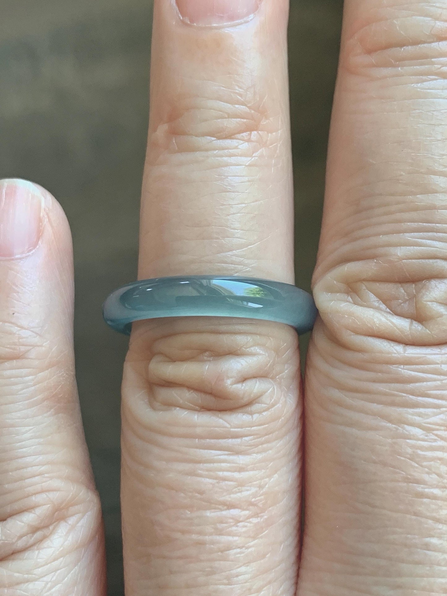 Natural Guatemalan Grade A Icy Highly Translucent Teal Blue Jade Jadeite Band Ring Size 6.25 US 天然冰胶危蓝翡翠戒圈 WLJ560B