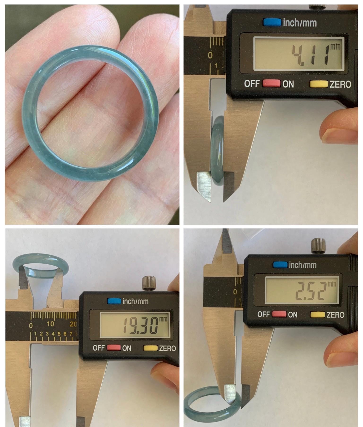 Natural Guatemalan Grade A Icy Translucent Teal Blue Jade Jadeite Band Ring Size 9.25 US 天然冰胶危蓝翡翠戒圈 WLJ560A